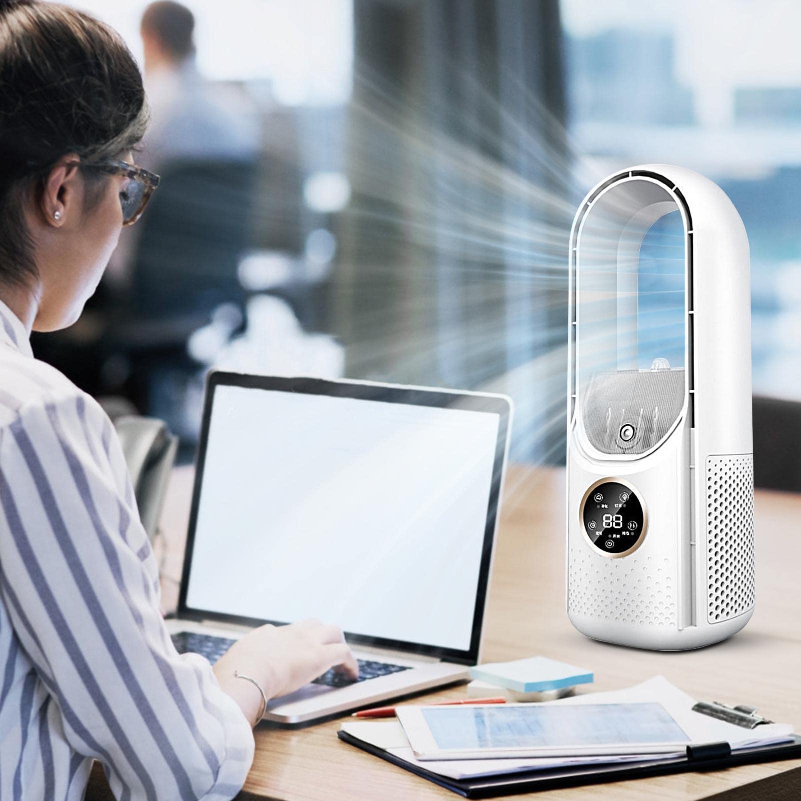 Ventilatore Senza Pale, Ventilatore Senza Pale per Aria condizionata, Ventilatori Portatili Senza Pale a 6 velocità, Ventilatore Senza Pale umidificante, Ventilatore Senza Pale