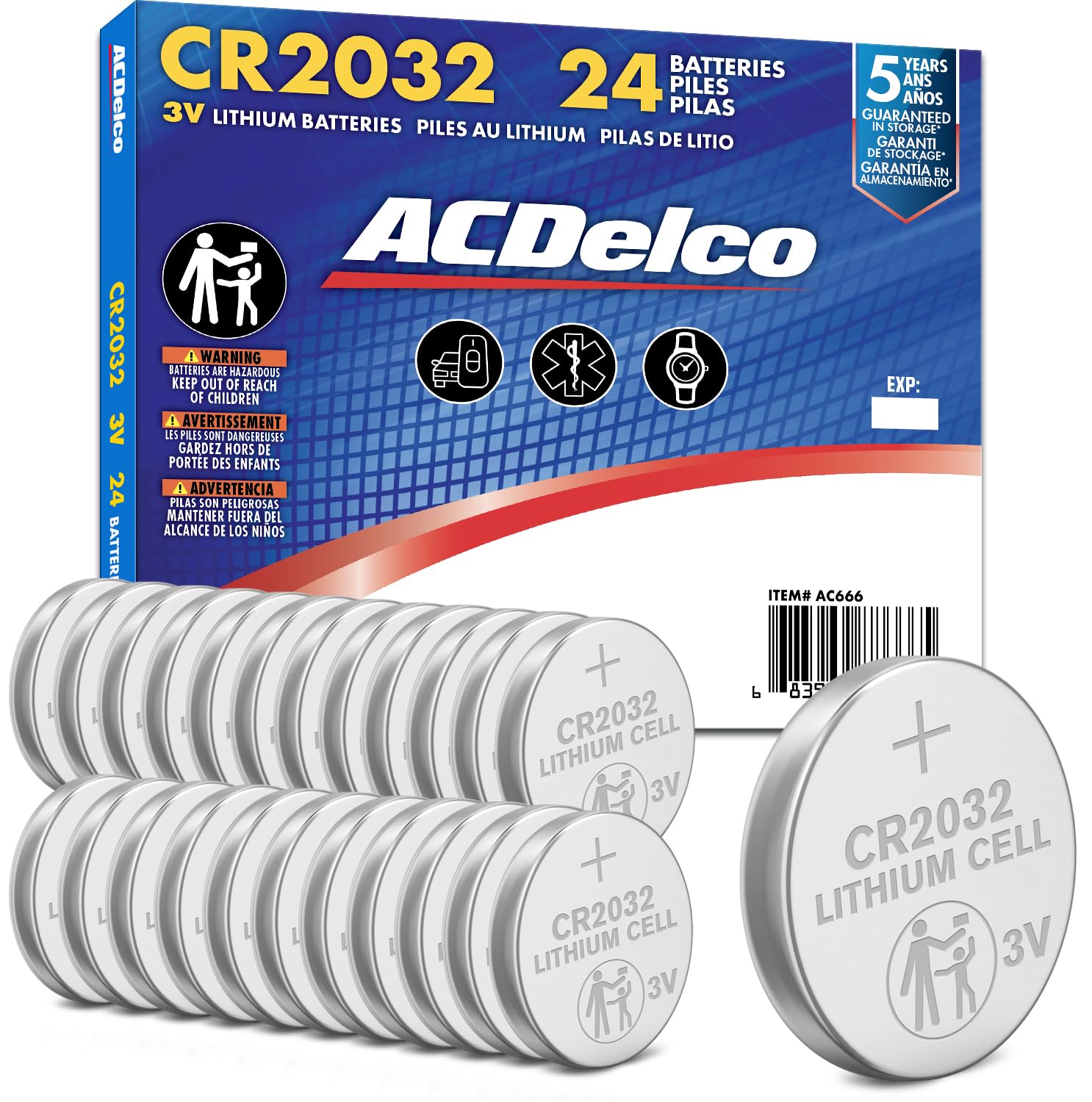 ACDelco CR2032 3 V Pilas de botón de Litio, 24-Count