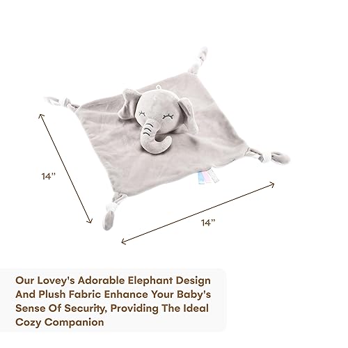 Miniatura 3 de CHILDLIKE BEHAVIOR Manta de mordedor para bebé, diseño de elefante gris, 14 x 14 pulgadas, manta de seguridad para bebés, manta ultrasuave de