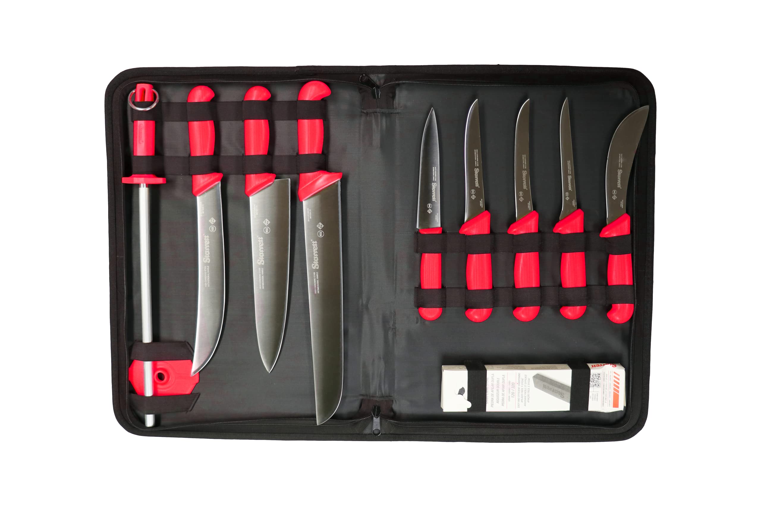 Starrett Professional 11-Piece Stainless Steel Knife Sets, Red, 45 cm