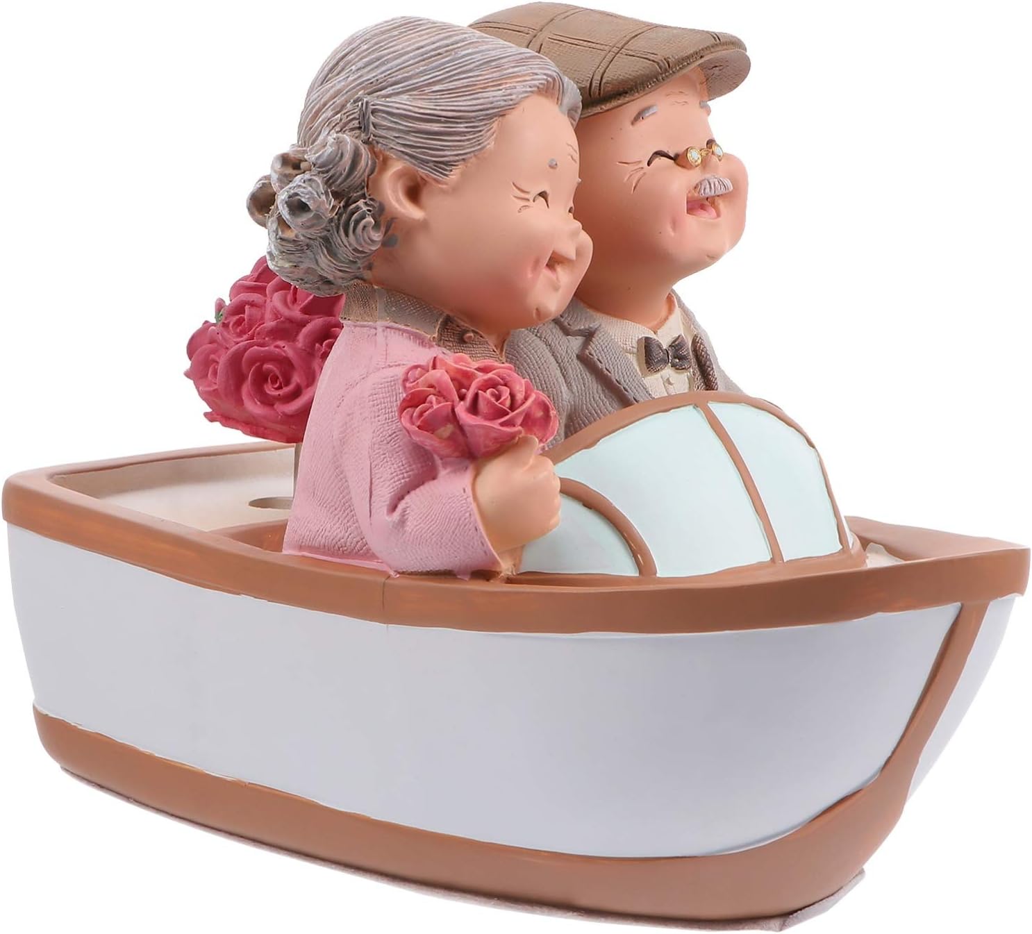 SEWACC Loving Elderly Couple Figurines Old Married Couple Figurine Resin Statues Miniature Valentines Day Couple Statue for Home Wedding Decor (Yacht)