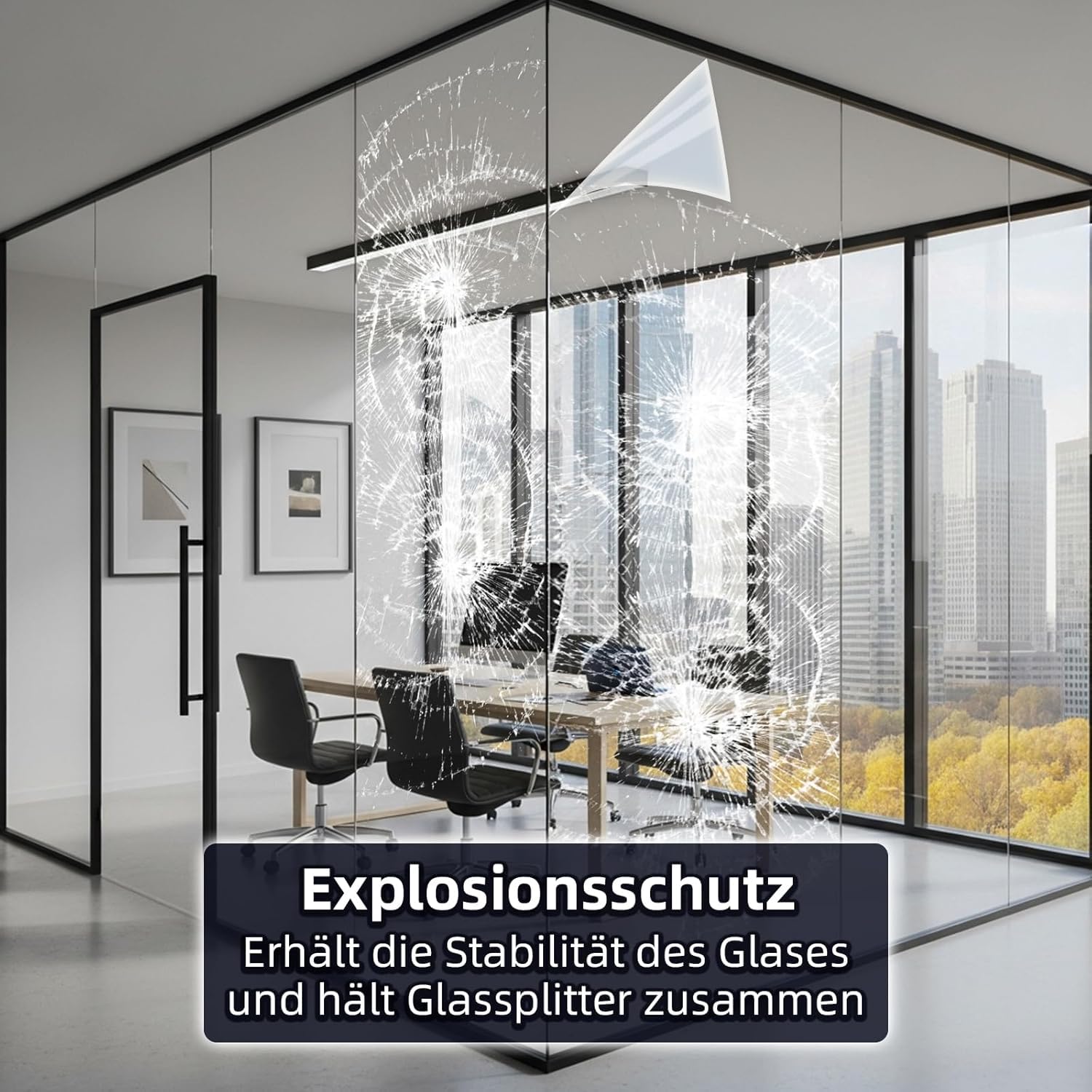 DIFIT Splitterschutzfolie 4Mil Klare Fensterfolie Sicherheitsfolie Selbstklebend Bruchsichere Schutzfolie Fenster Sicherheitsfilm für Zuhause Büro Supermarkt 44.3x200cm