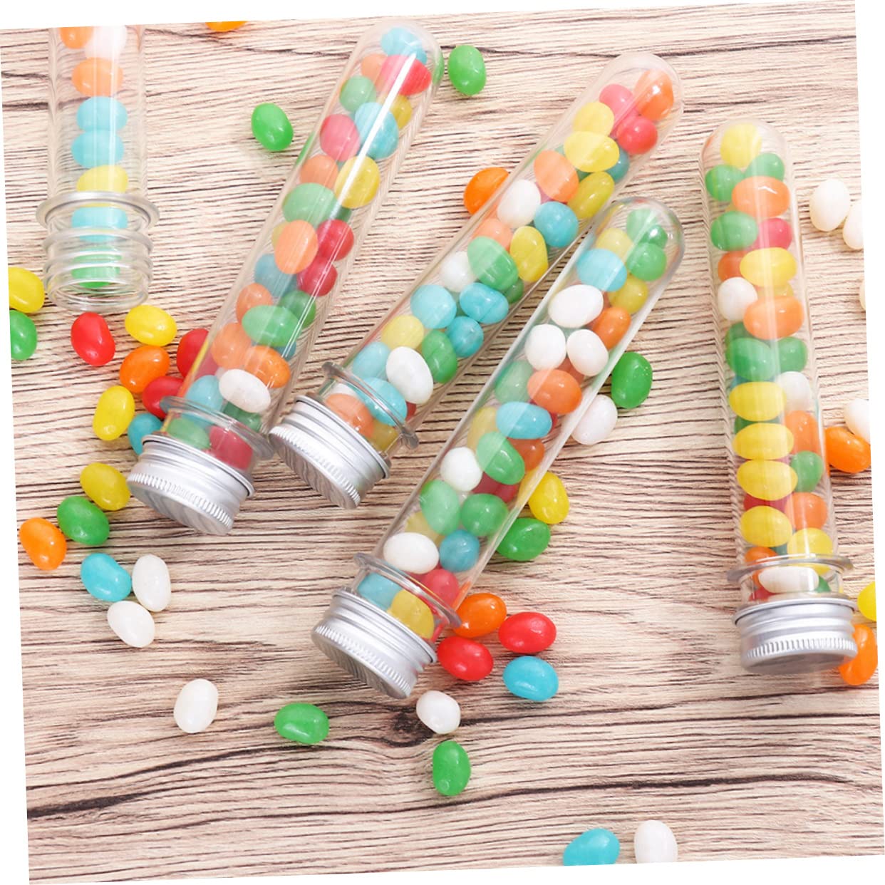 50pcs Test Tube Bottles Candy Tubes Caps Reusable Storage Jars for Experiments