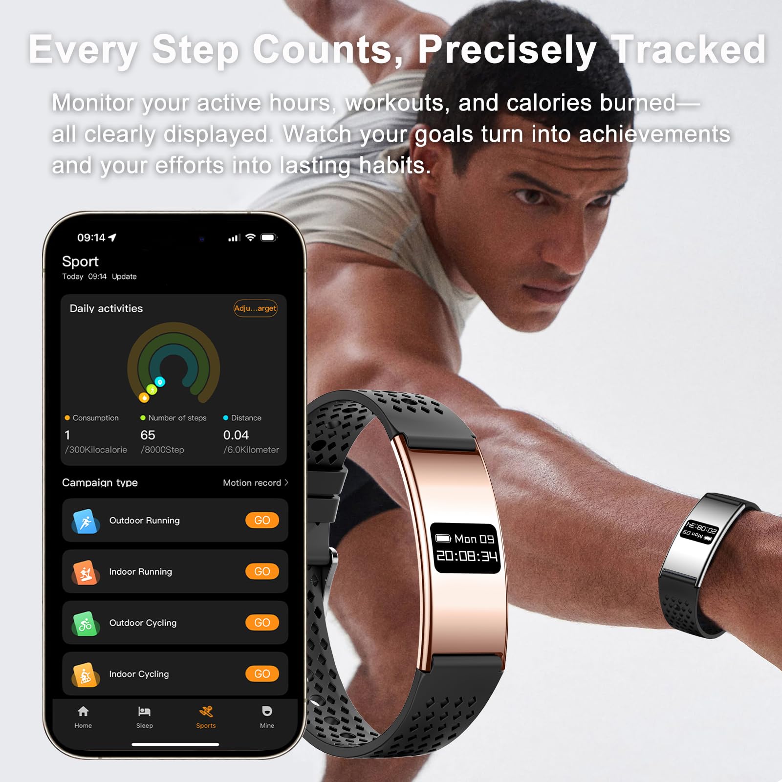 findtime Fitness Tracker Schrittzähler Armband Fitness Armband Smart Band Smartwatch Damen Wasserdicht Fitnesstracker mit Schlaftracker Herzfrequenzmesser Kalorie Distanz-Tracking