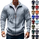 Mens Zip Up Pullover Polo Sweater Mock Neck Long Sleeve Lightweight Fleece Sweatshirts