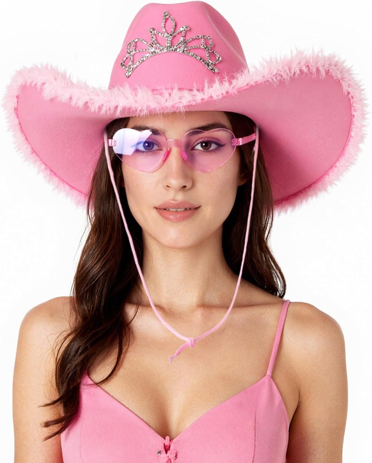 Wildarms Sparkle Cowgirl Hat With Sunglasses - 80s Retro Cowboy Costume Accessories for Women Girls Christmas gifts - Image 3