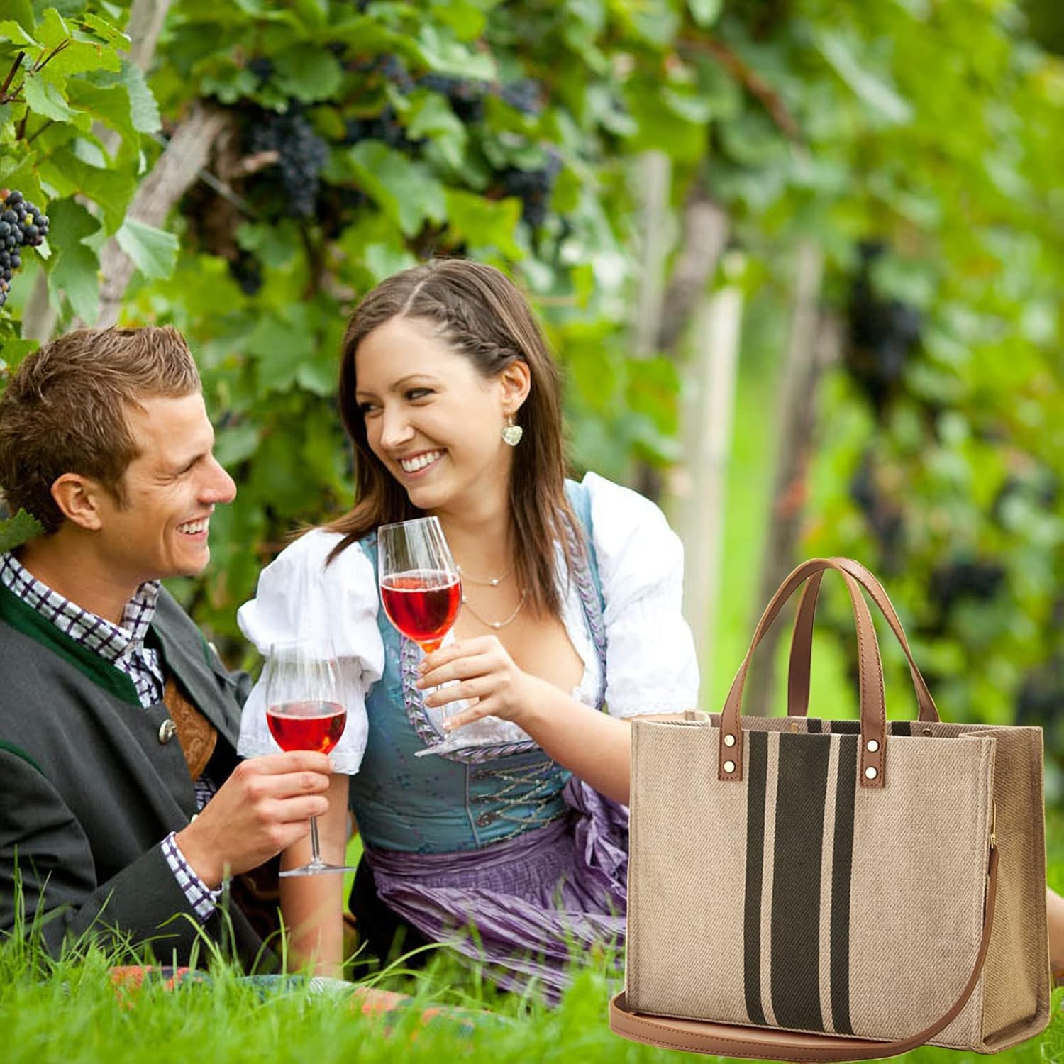 WeGang Canvas Tote bag, Women’s Crossbody Shoulder Bag, Large Woven Handbag, Straw Tote Hand Bags Casual Bag Foldaway Style for Shopping Working Travel Beach - Image 3