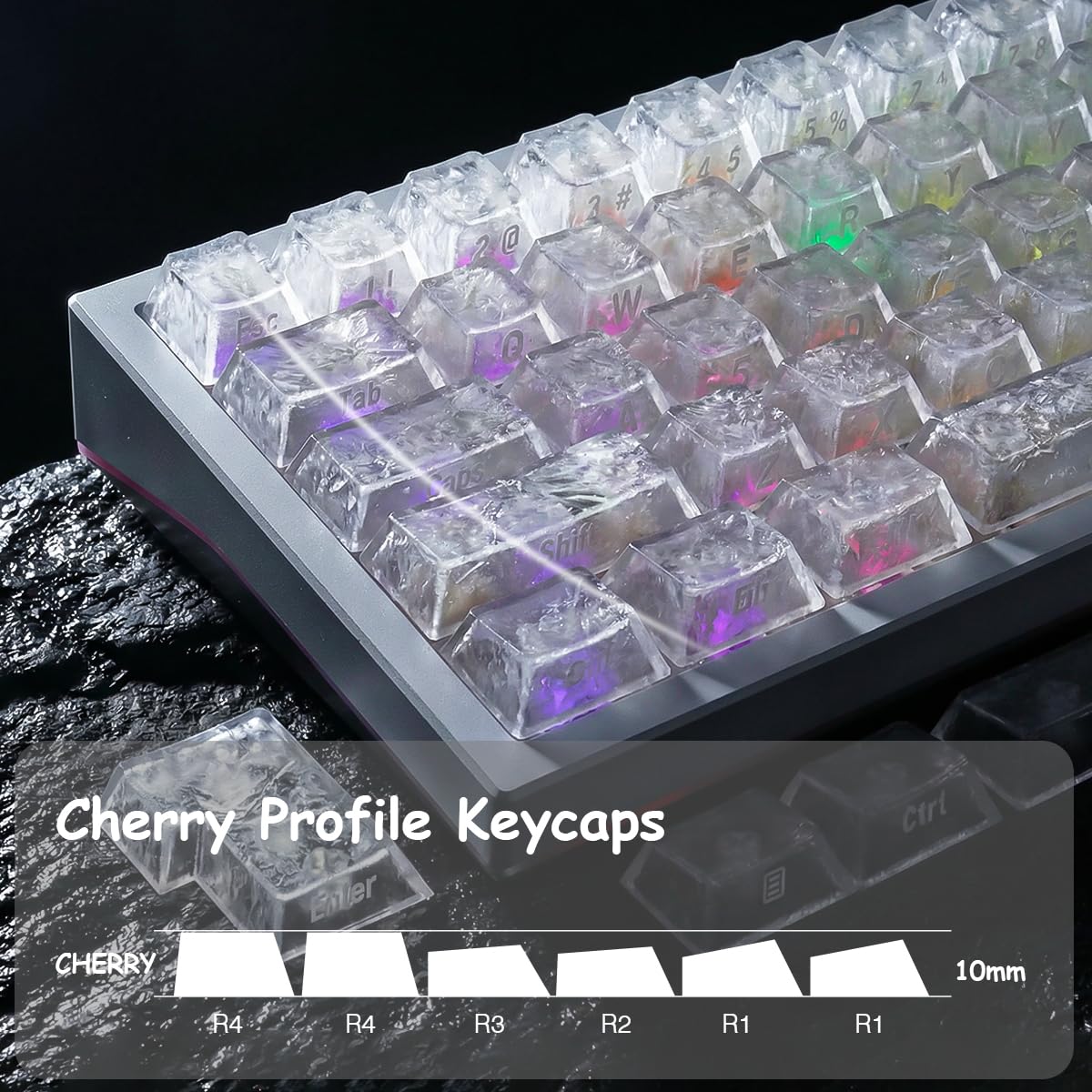 Sunzit PBT Keycaps, 119 Tasten, individuelles Set mit Weiß Tastenkappen in Carbonfaser Optik, Cherry-Profil, seitlicher Sublimationsdruck für MX-Schalter, mechanische Gaming-Tastatur