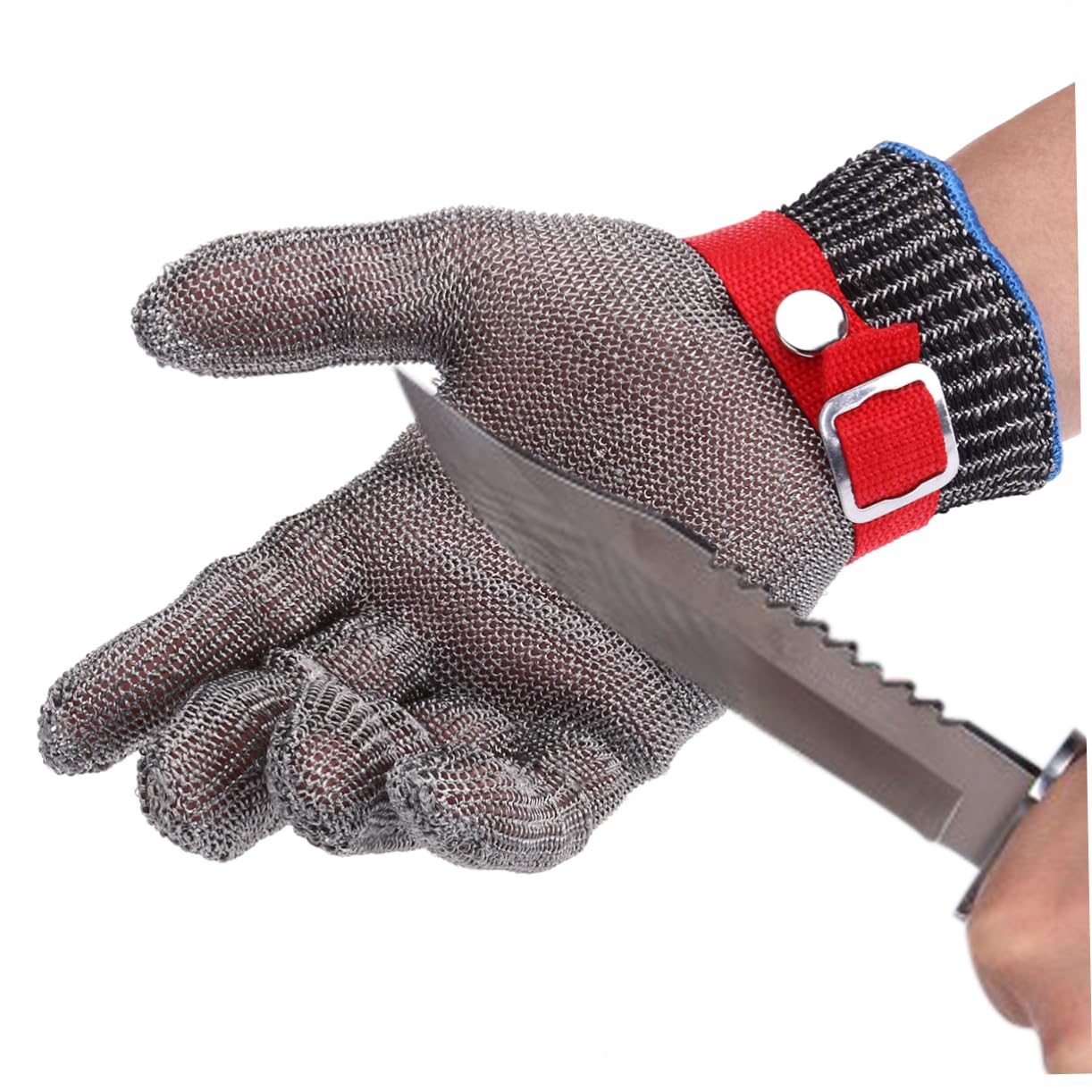SEWACC 1stücke Arbeitshandschuh mit Schnittschutz und Stichfestigkeit Edelstahldraht-textil Unisex Einheitsgröße Schutzklasse Geeignet für Rechts und Linkshänder