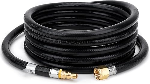 Stanbroil Manguera de conexión RV de 12 pies, 3/8 hembra flare x enchufe macho de conexión rápida de flujo completo de 1/4