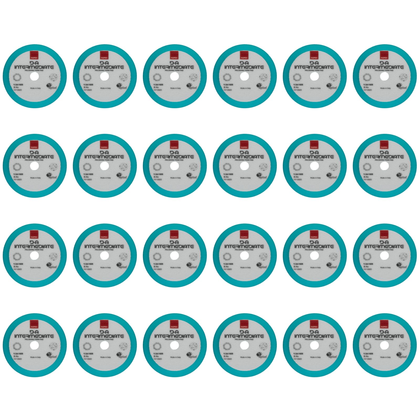 RUPES 9.DA100B Pack of 24 Light Blue D-A Intermediate Foam Polishing Pads 100mm | Ideal for Paint Correction &amp; Gloss Enhancement | Improves Cutting Performance | Compatible with 4" Backing Plate