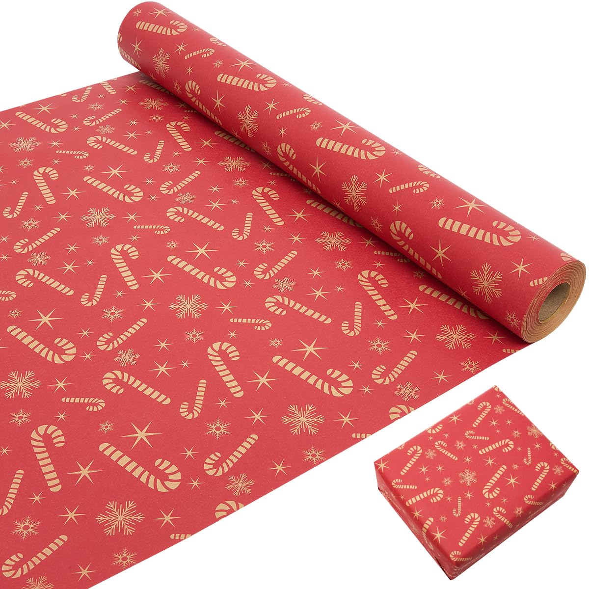 Neloheac – Lot De 3 Rouleaux Papier Cadeau Rouge – 43 Cm X 3 M – Motifs étoiles Et Rayures – Pour Noël, Anniversaire, Mariage