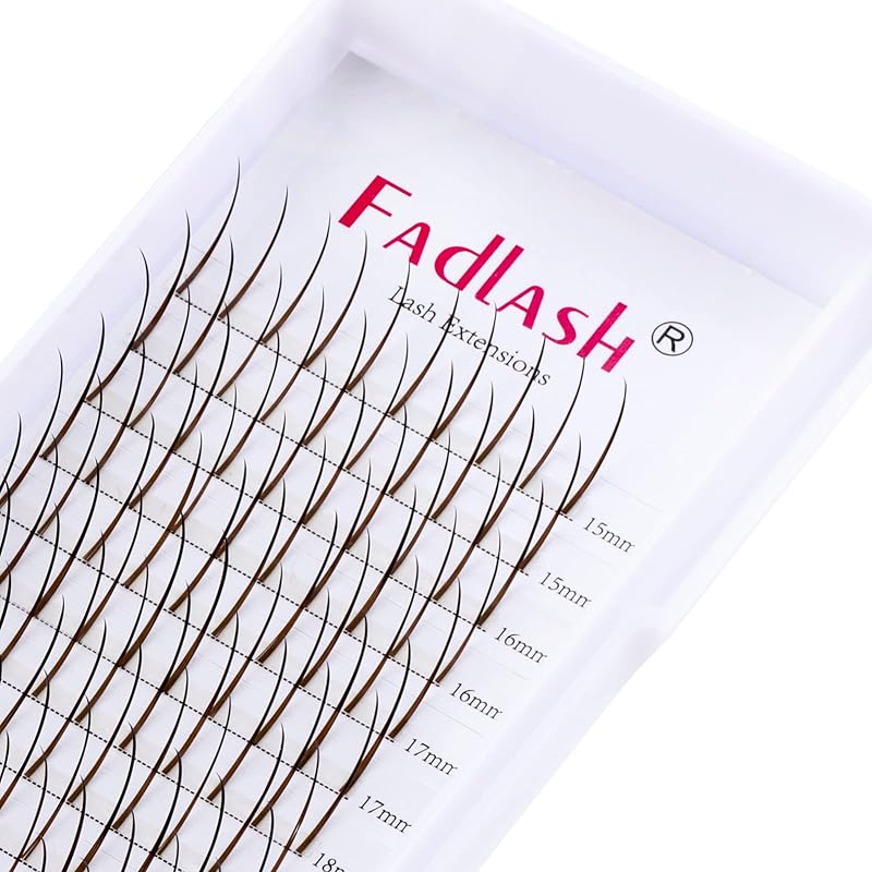 Extensões de cílios FADLASH Spike Lashes D Curly em marrom, curvatura D, 0.07D, 15–20 mm, 120 unidades