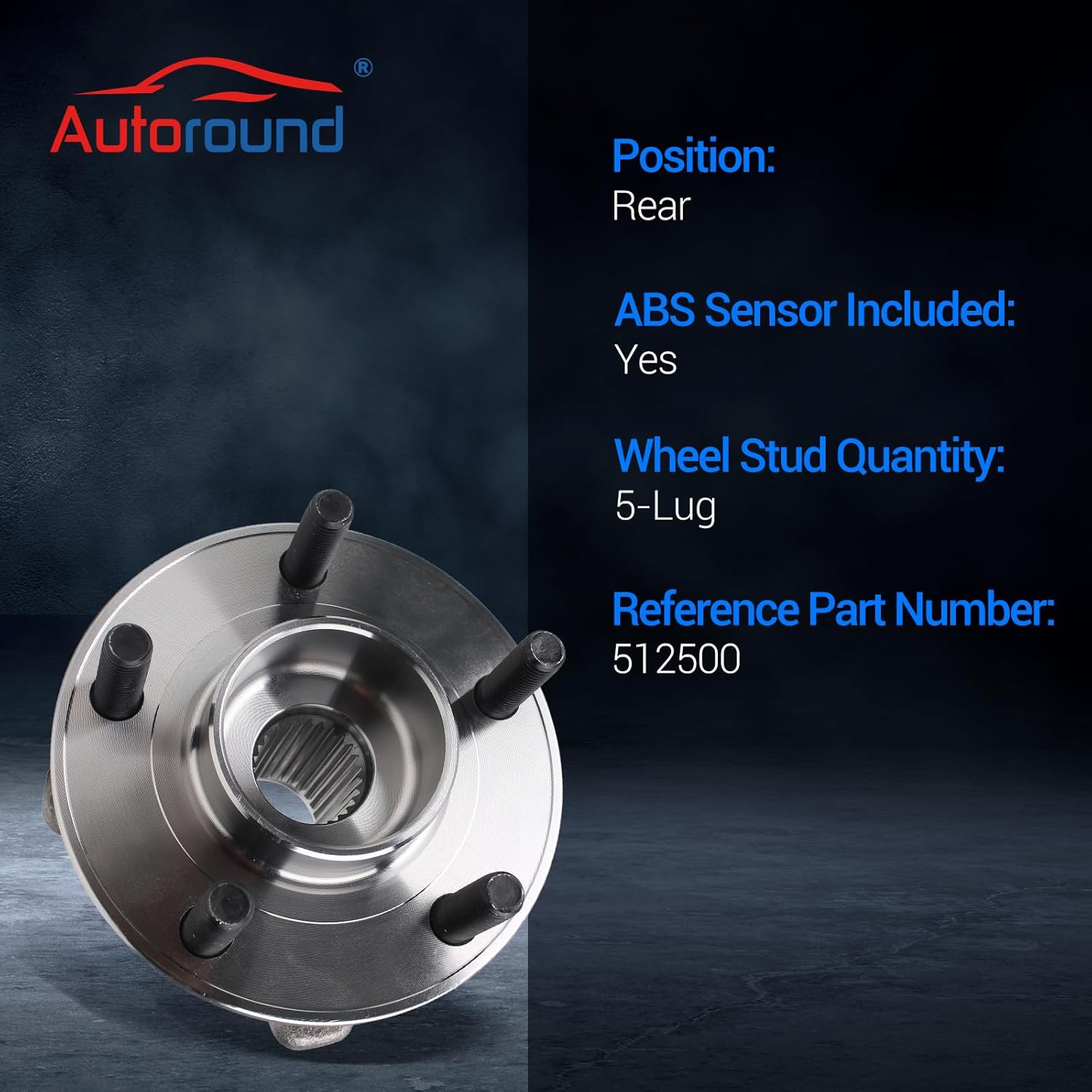 Autoround 512500 AWD Rear Wheel Bearing and Hub Assembly Fit for Ford Escape 2013-2018, Lincoln MKC 2015-2019, 5 Lug w/ABS
