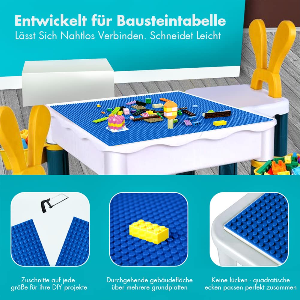 6 Plaques De Construction Lekebaby 25x25cm - Compatible Lego - Plage/Rivière/Prairie