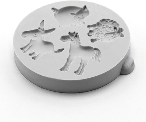 Miniatura 3 de Katy Sue Molde de silicona en miniatura de animales de granja para decoración de pasteles y manualidades, hace cerdos, ovejas, caballos y burros,