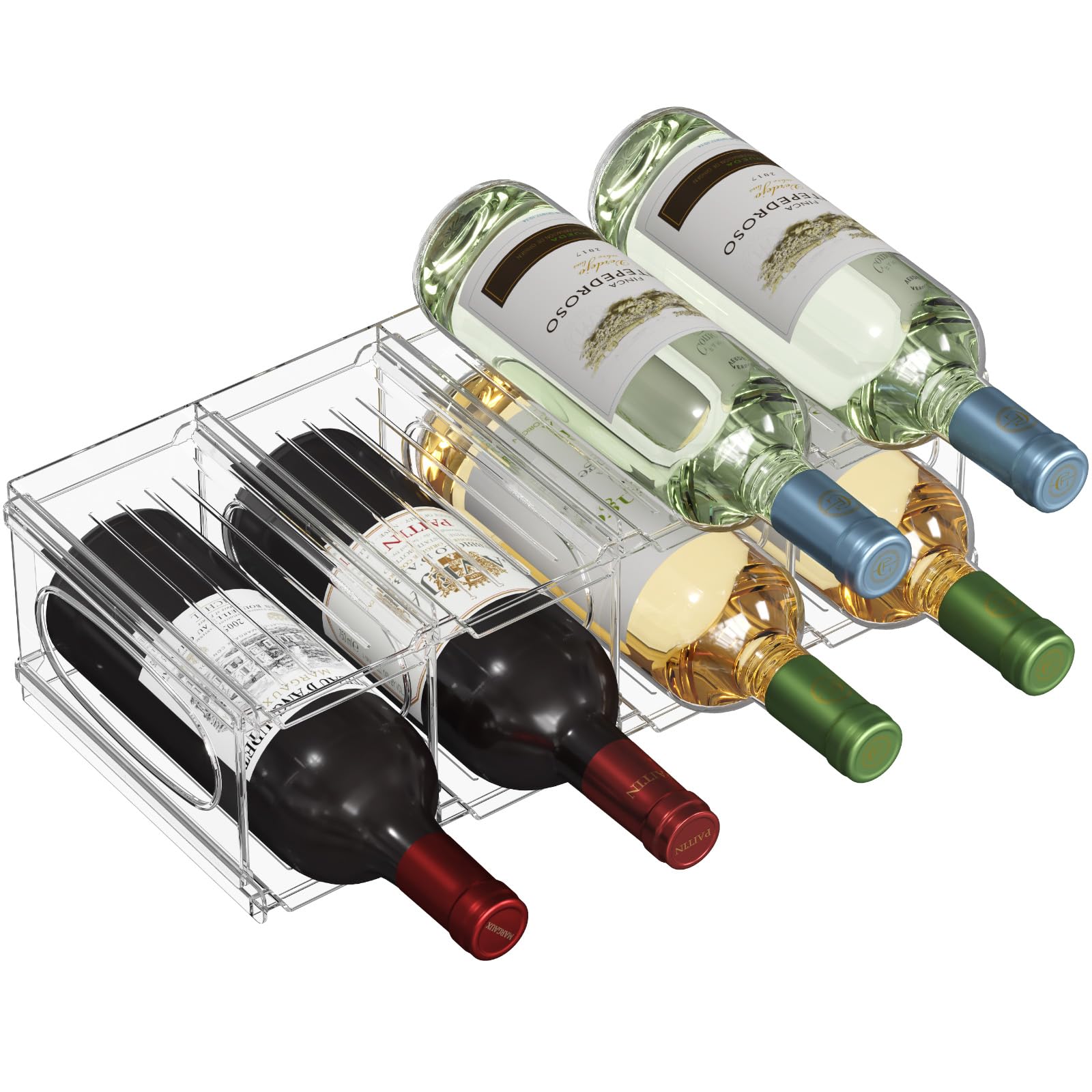 Lifewit Botellero Frigorifico para 12 Botellas, 3 Niveles Apilables Botellero para Vino, 42 x 20 x 23 cm Organizador Botellas — view 10