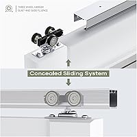 Vista 5 de EaseLife Kit de herrajes para puerta corrediza de 4 pies/48 pulgadas, grado comercial, kit de riel de caja de aluminio, se desliza suavemente
