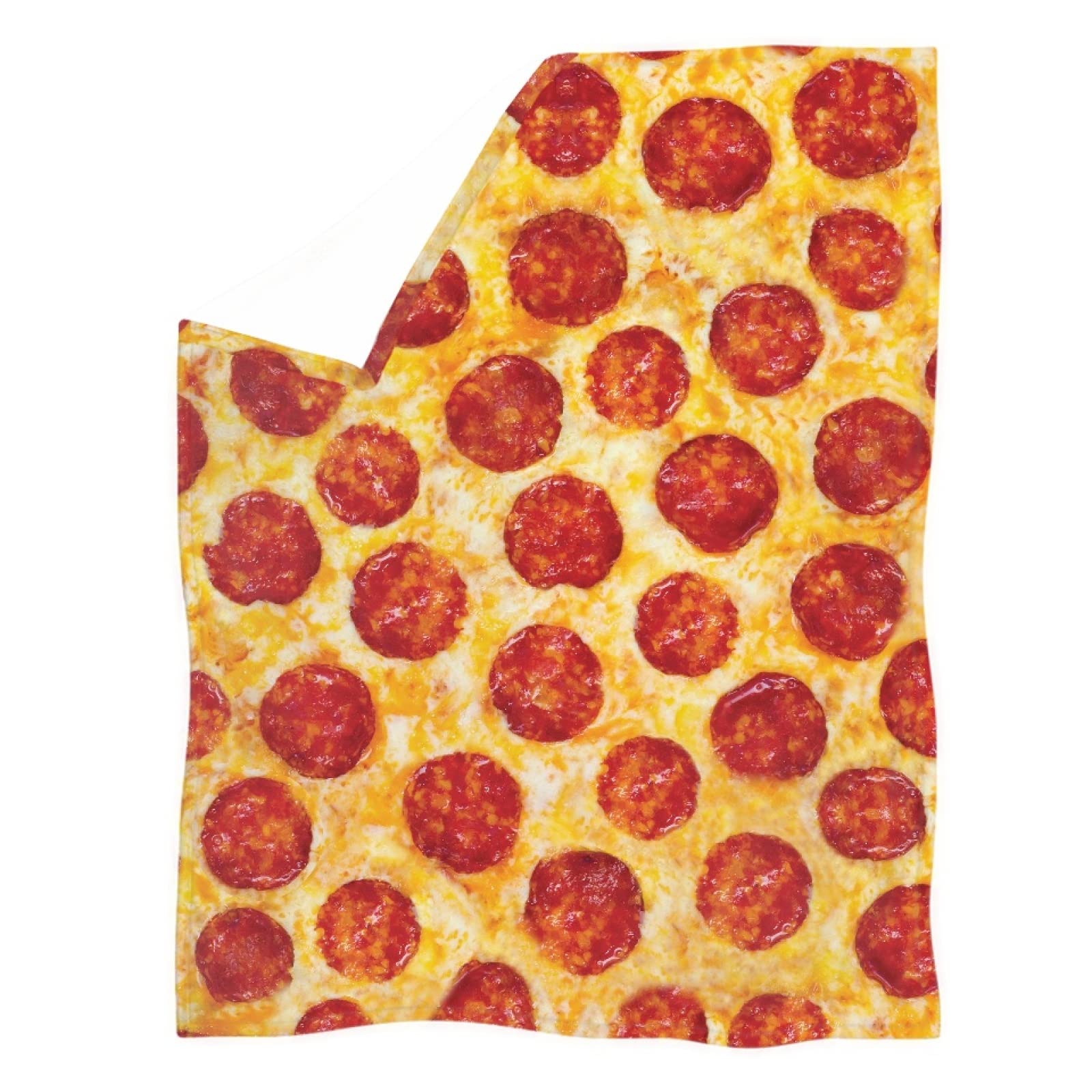 Kuiaobaty Funny Pizza Print Warm Fleece Blanket Food Pattern Soft Winter Fuzzy Push Blanket for Holiday Bed Couch Small oversize