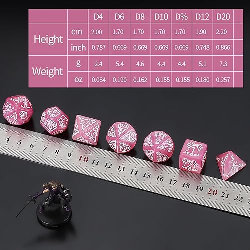 Vista 87 de CiaraQ Juego de dados poliédricos – Dados de juego de rol DND para juegos de mesa RPG de Calabozos y Dragones, multicolor, 70 piezas