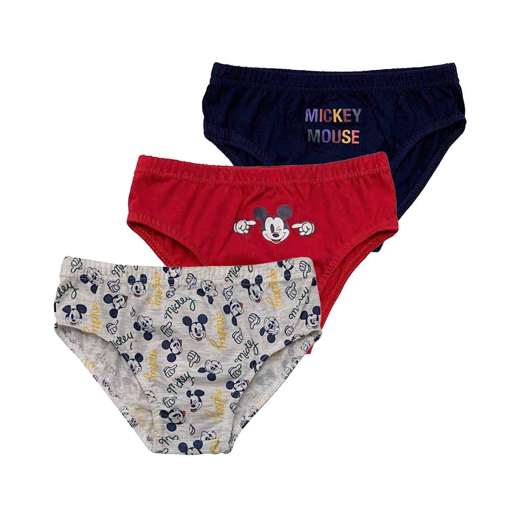 Disney 4092 Lot de 3 slips pour enfant Mickey Shorties Culotte en coton - Multicolore - 6- 7 Ans