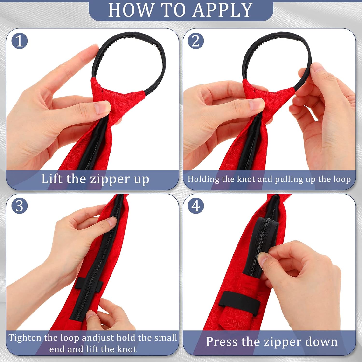 Geyoga 6 Pcs Zipper Ties for Men Women 19 Inch Pre Tied Adjustable Necktie Back to School Gift for 10-12 Years School Uniform Students Business Wedding Party - Image 3