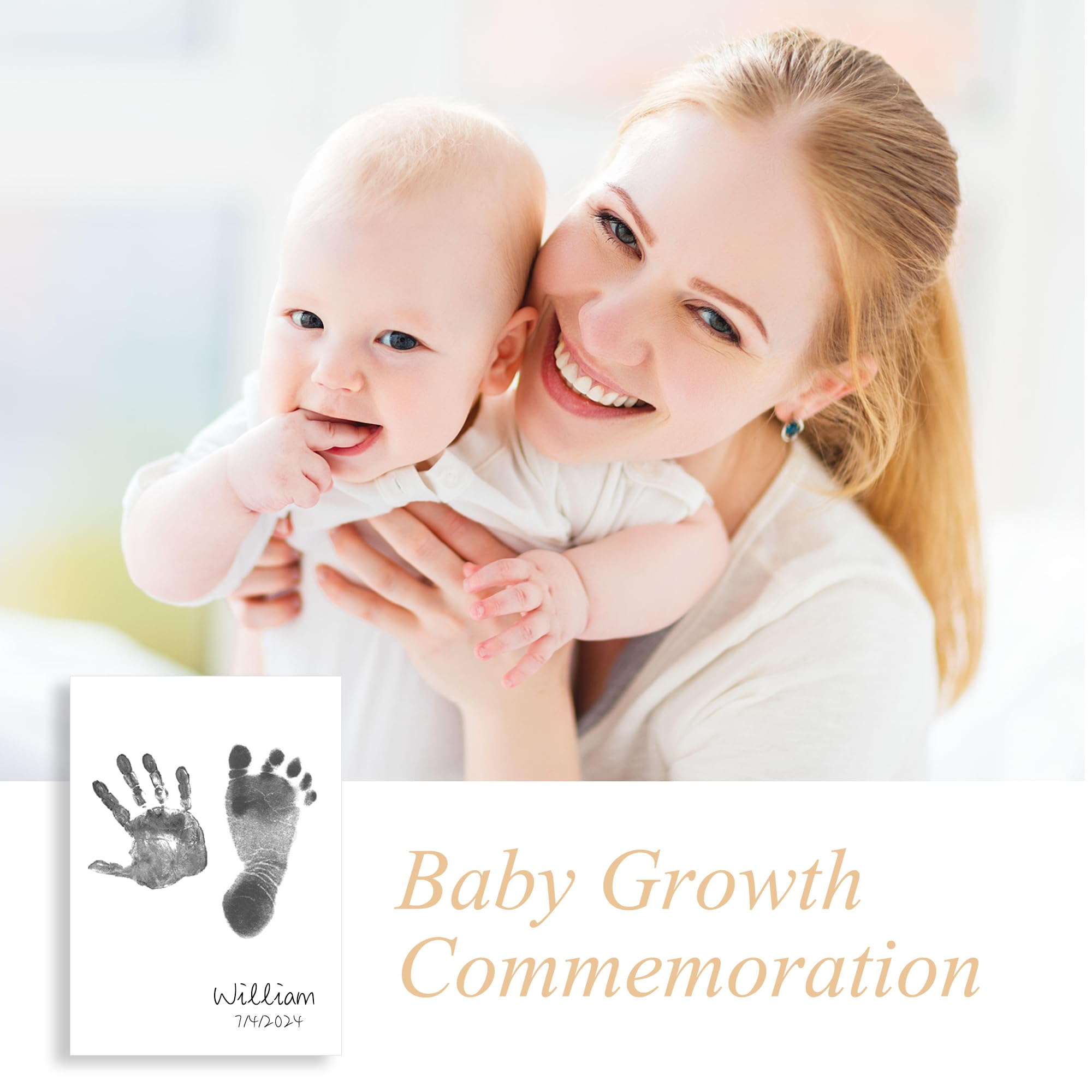 Sproutlets Premium Inkless Plain A5 Cards Kit with Baby Hand & Footprint Keepsake Set |2 Elegant A5 Size Keepsake Cards & 1 Inkless Towelettes | Non-Toxic & Safe Memory Kit for Newborn Babies - Black 1