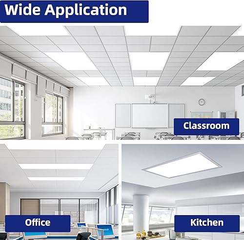 Miniatura 9 de Panel de luces LED de 2 x 4 pies, paquete de 2, 75 W, 7800 lúmenes, luz diurna de 5000 K, color blanco, 2 x 4 pies, certificación ETL, 0-10 V,