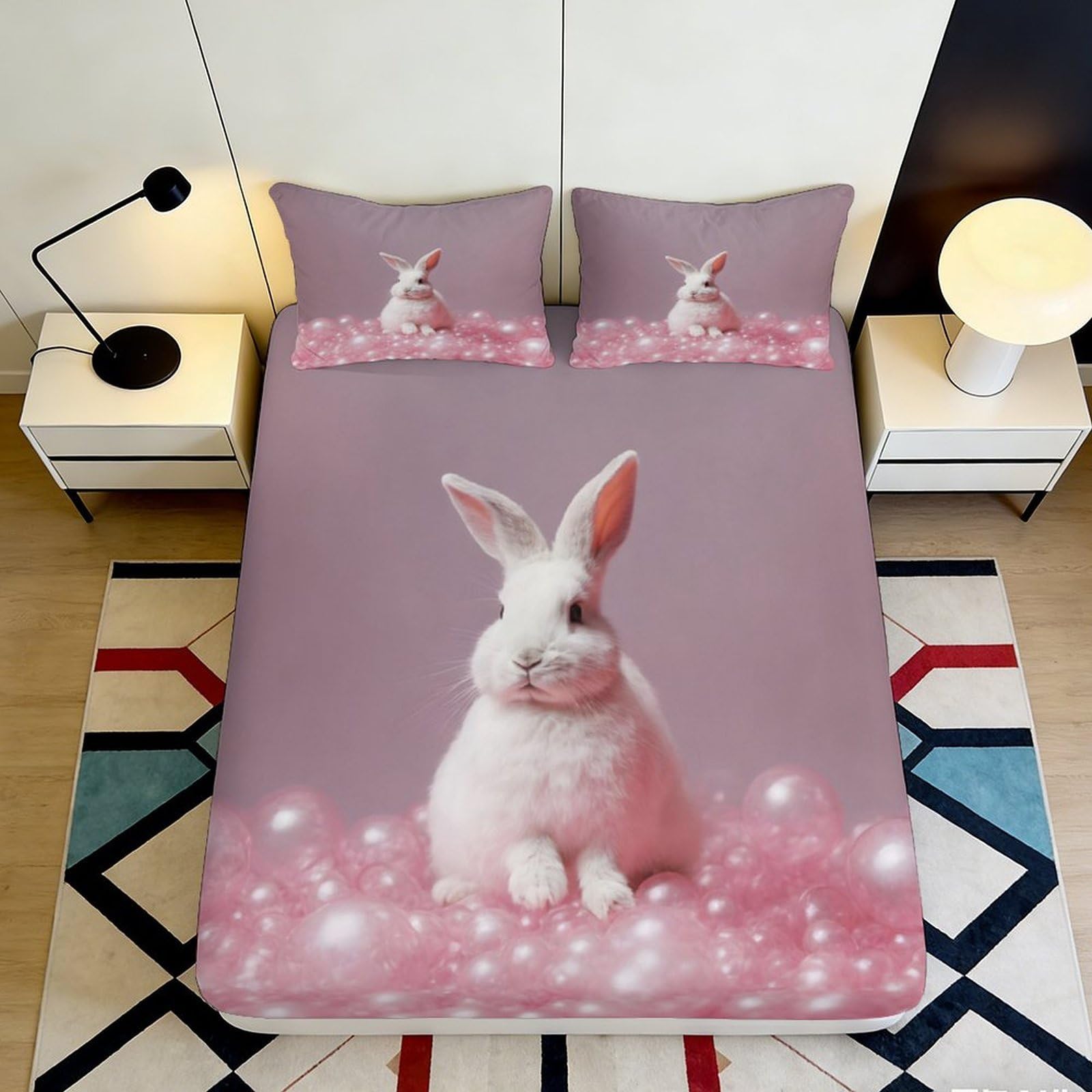 3D Printed Honey Bee Pattern Fitted Sheet Microfiber Deep Pocket Hive Design Mattress Fitted Cover Bedroom 180x200x25cm