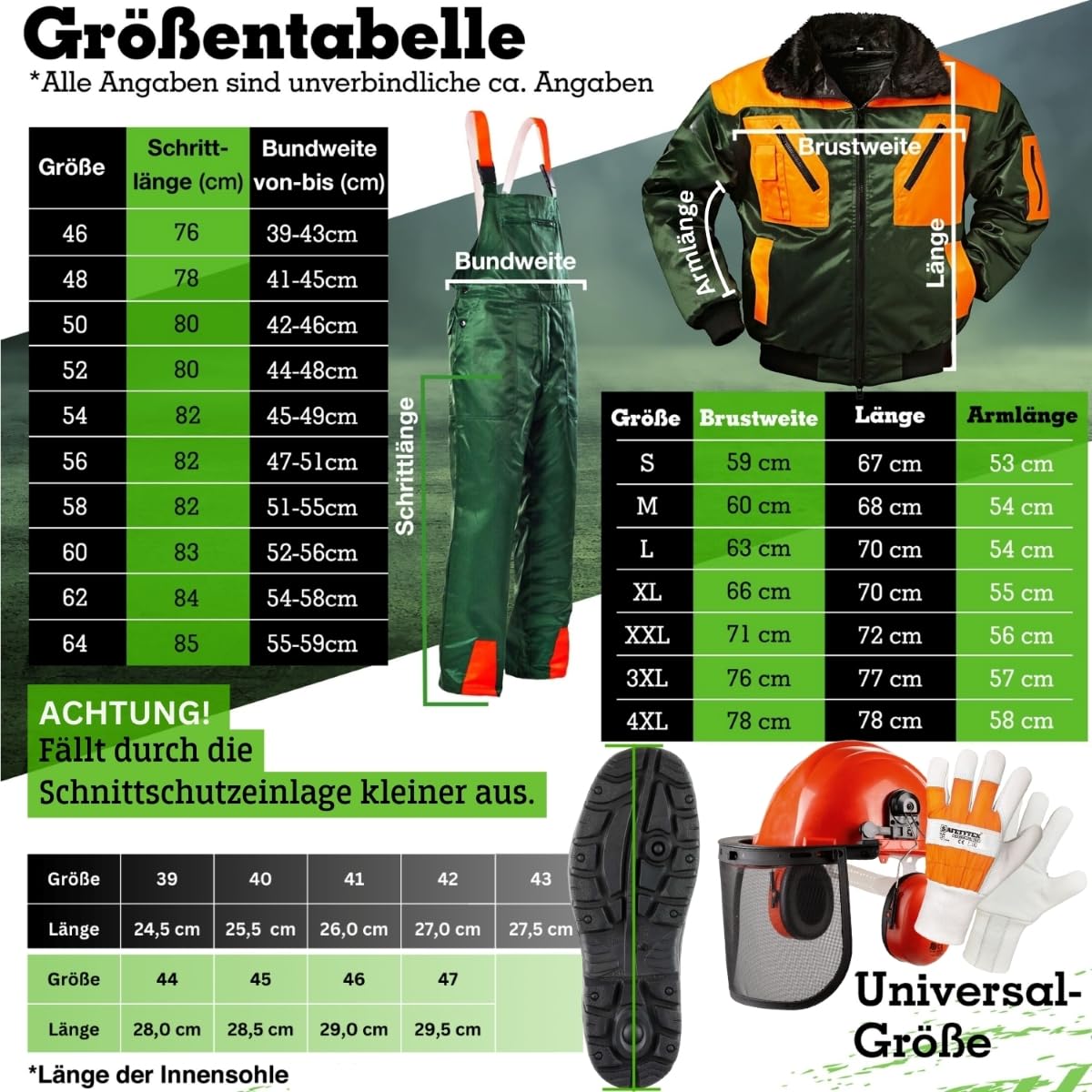 Safetytex Forstschutz Set 5 teilig KWF geprüft Schnittschutz Set | Geprüfte Qualität, hoher Tragekomfort, robuste Verarbeitung, für professionelle Waldarbeiten und anspruchsvolle Einsätze