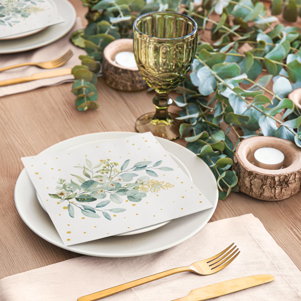 PAW Airlaid Servetten – Stofachtig, 40x40 Cm – 50 Stuks – Goud/bloemenpatroon – FSC-gecertificeerd, Voedselveilig, Ideaal Voor Bruiloften En Feesten