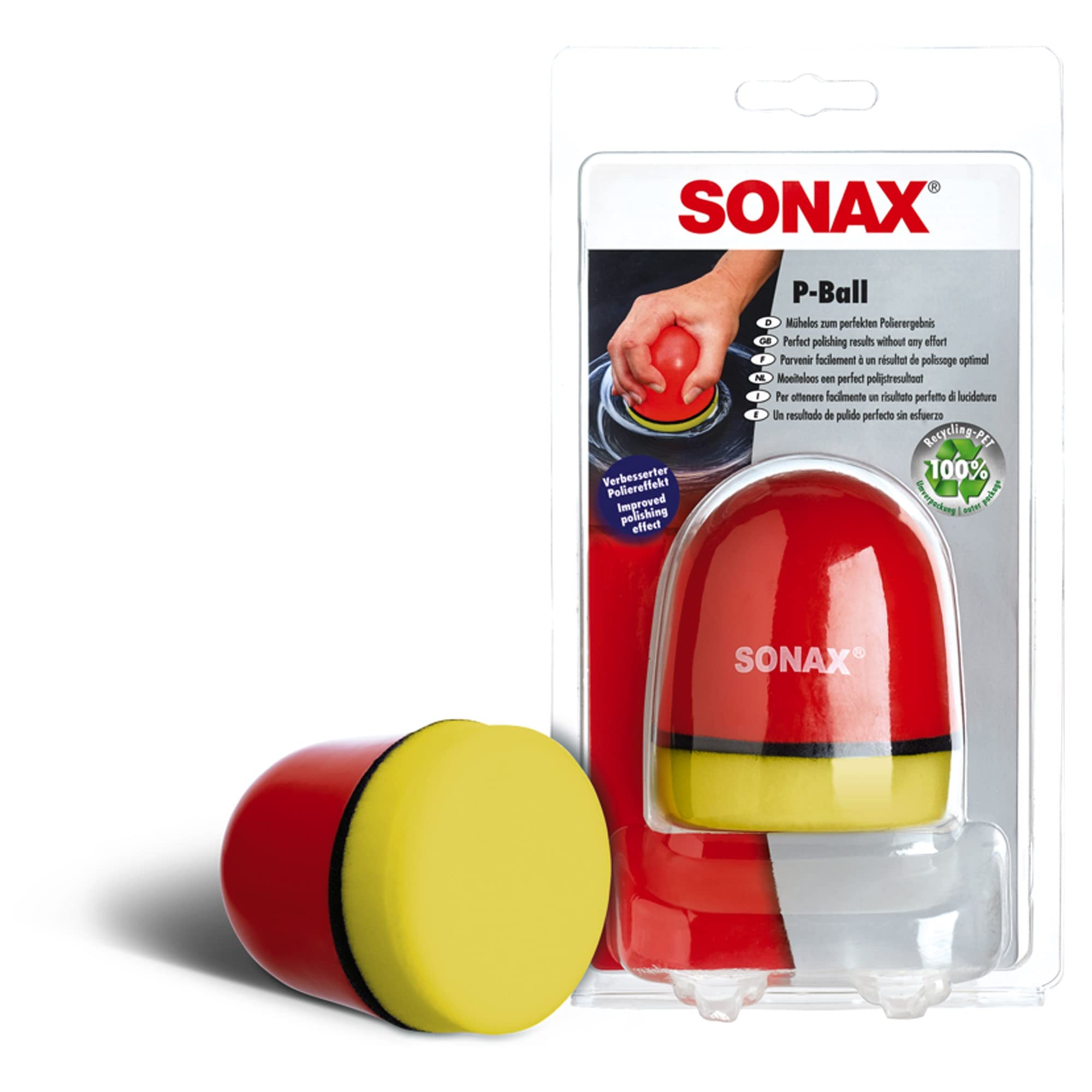1x 75ml SONAX KRATZERENTFERNER KUNSTSTOFF NANOPRO+ POLIERVLIESTÜCHER+ P-BALL SET
