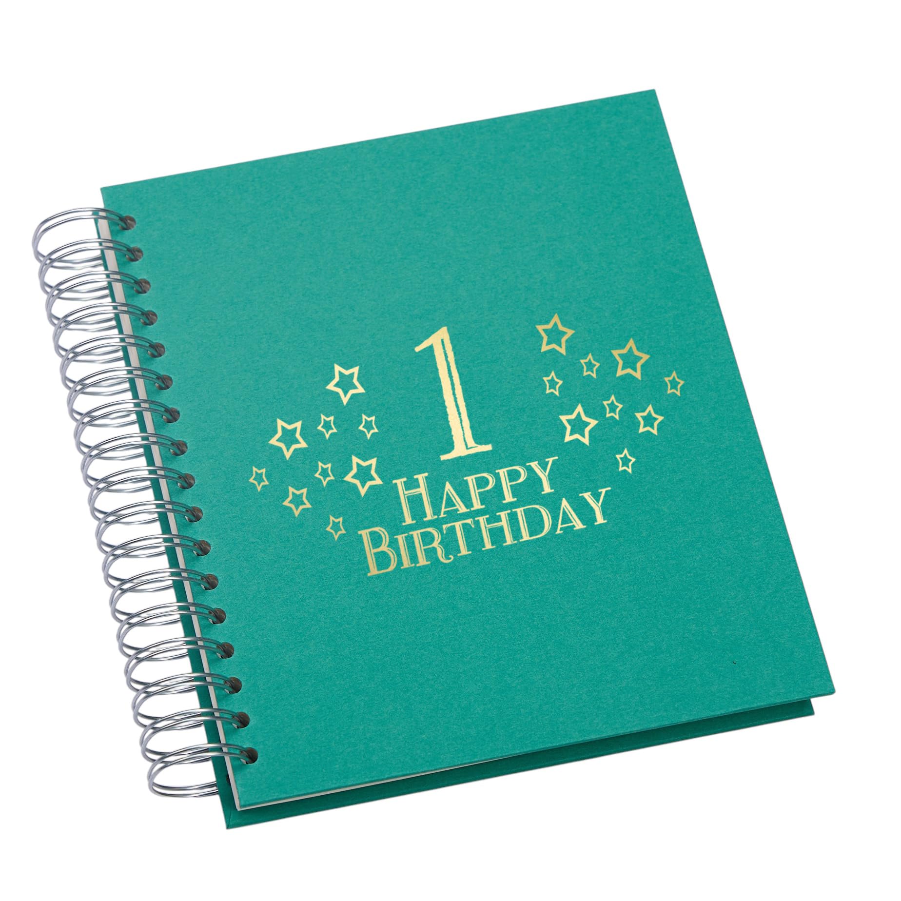 Large 1st Birthday Photo Album Memory Keepsake, Stars Design, Multiple Colour Options, Fits 6x4 or 5x7 Photos (Emerald Green, 4 x 6 Inch)