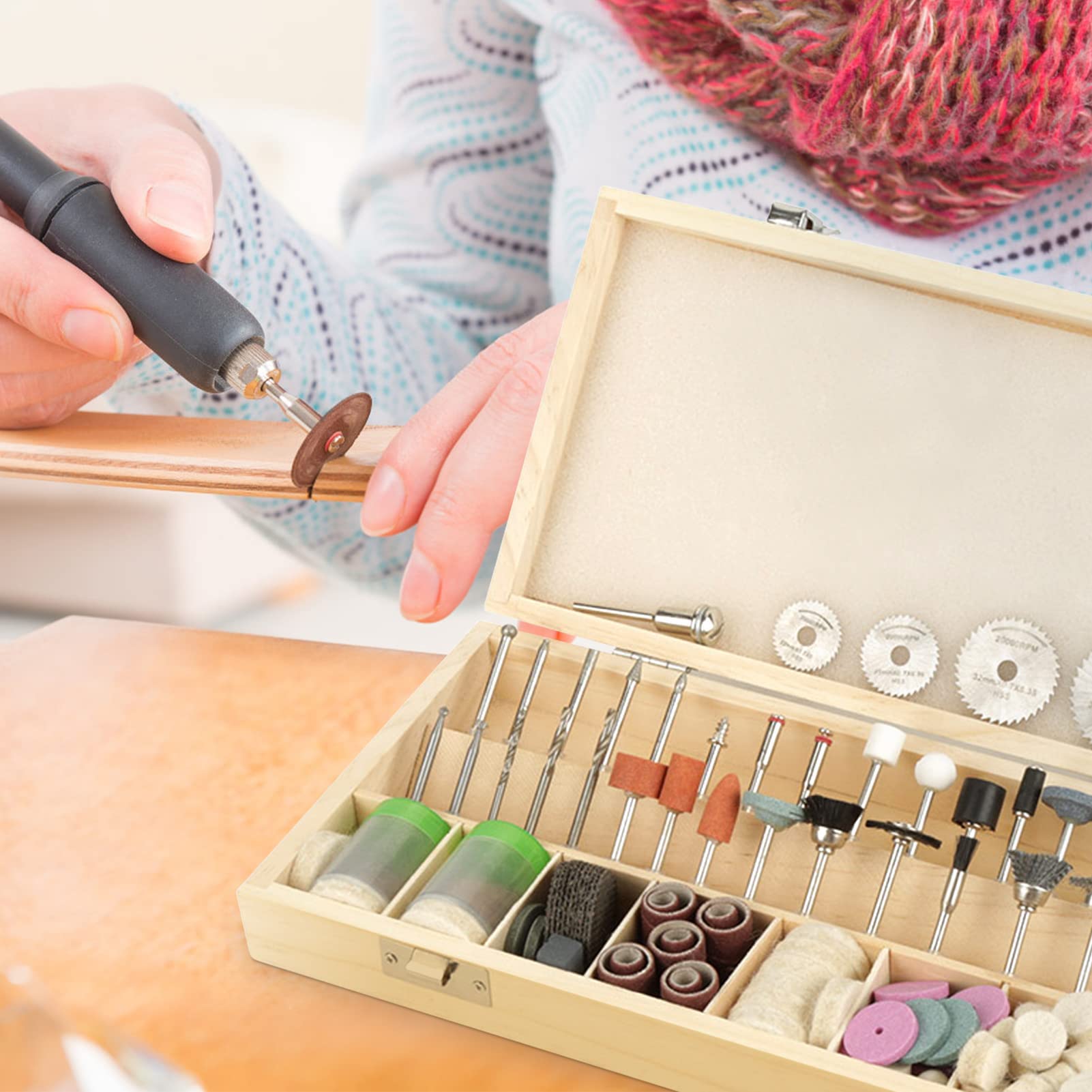 Kit di Accessori per Utensili Rotanti 242 Pcs con Kit Per Taglio, Smerigliatura, Levigatura, Affilatura, Intaglio e Lucidatura Con Codolo Universale 3,2 mm (1/8") Con Custodia