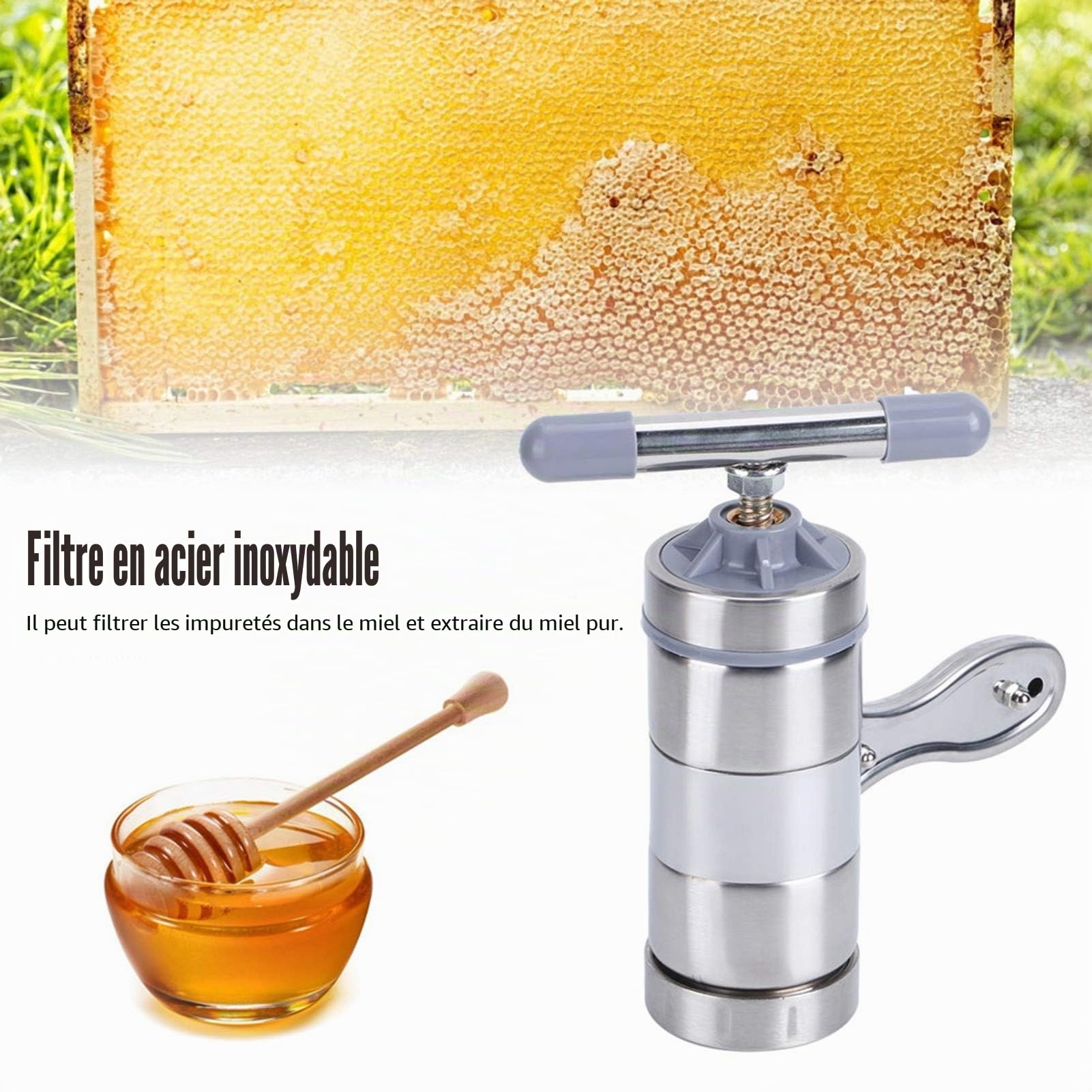 Extracteur de Miel, Mini-extracteur de Miel Portable en Acier Inoxydable, Machine Manuelle de Pressage de Miel, Outil D'apiculture, Outil de Presse-Miel Portatif