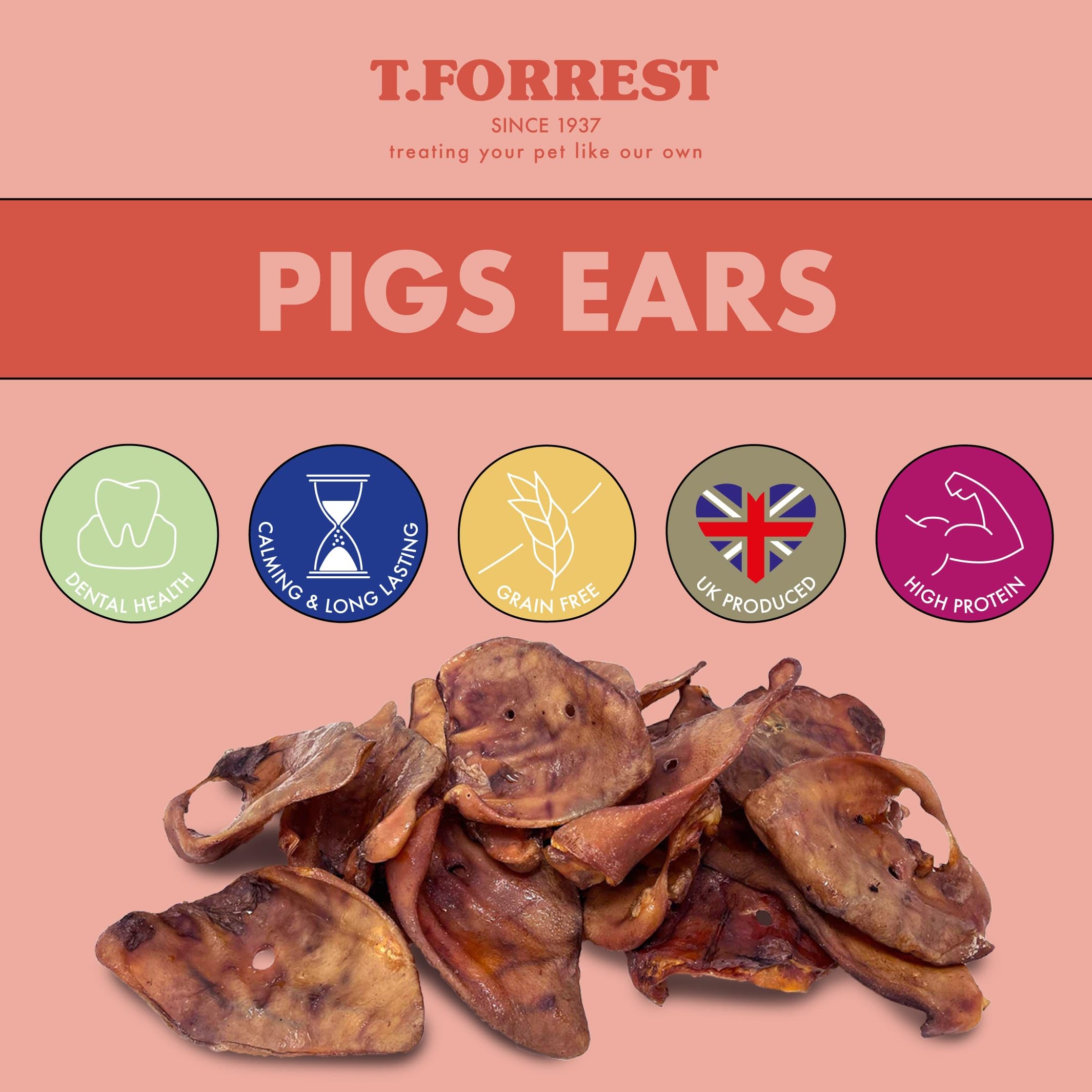 T.Forrest British Dried Whole Pig Ears for Dogs 1kg - 100% Natural, Long-Lasting, High Protein & Grain-Free Dog Treats - Image 3