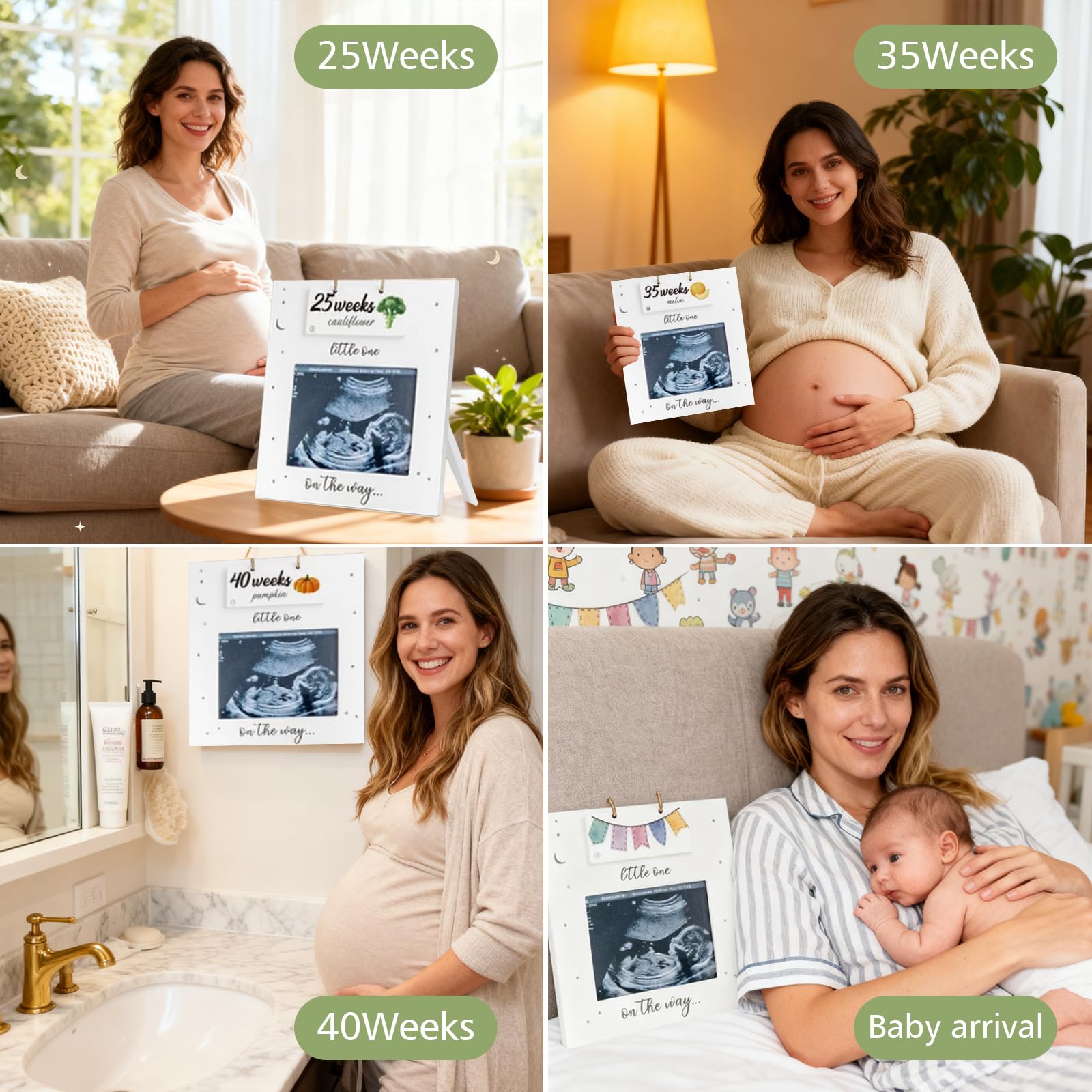 Baby Scan Photo Frame with 8-40 Weeks Countdown, Ultrasound Picture Holder (Fruit/Vegetable Design) - Image 4