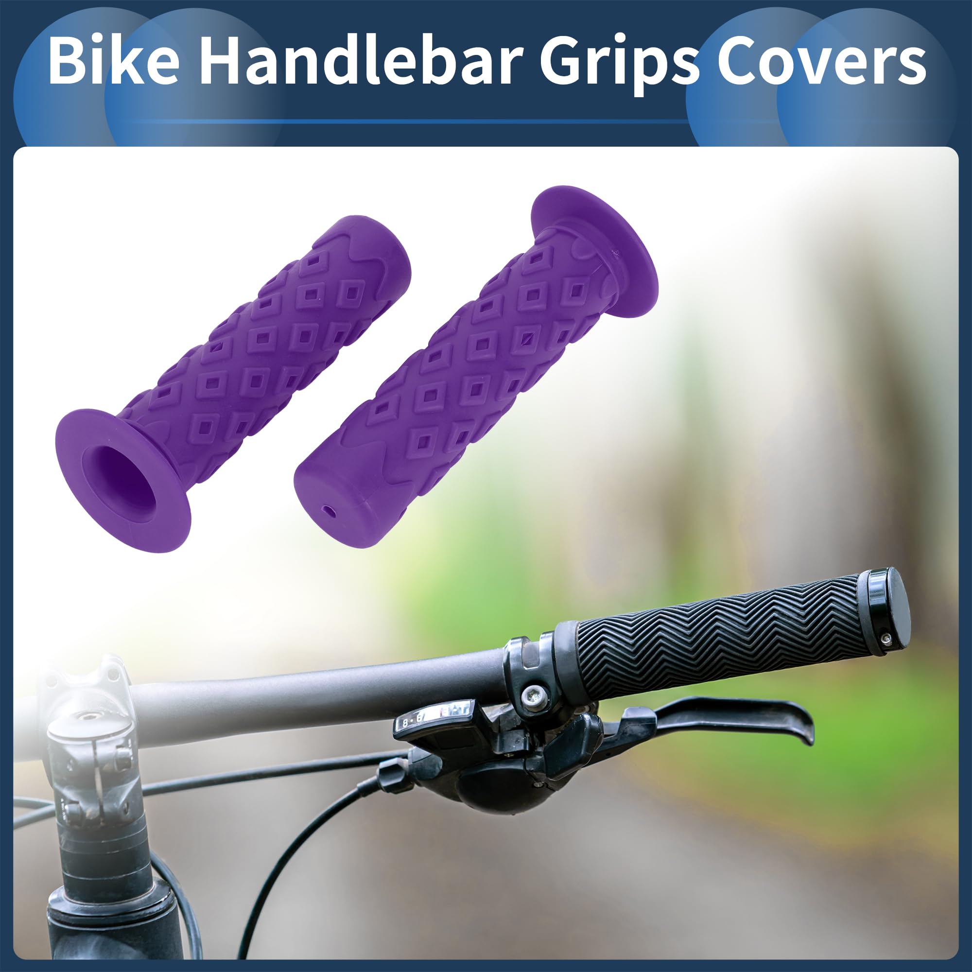 INFINAUTO Bike Handlebar Grips Covers, 120mm Bicycle End Grips Protector Rubber Purple, Lightweight 1 Pair - Image 2