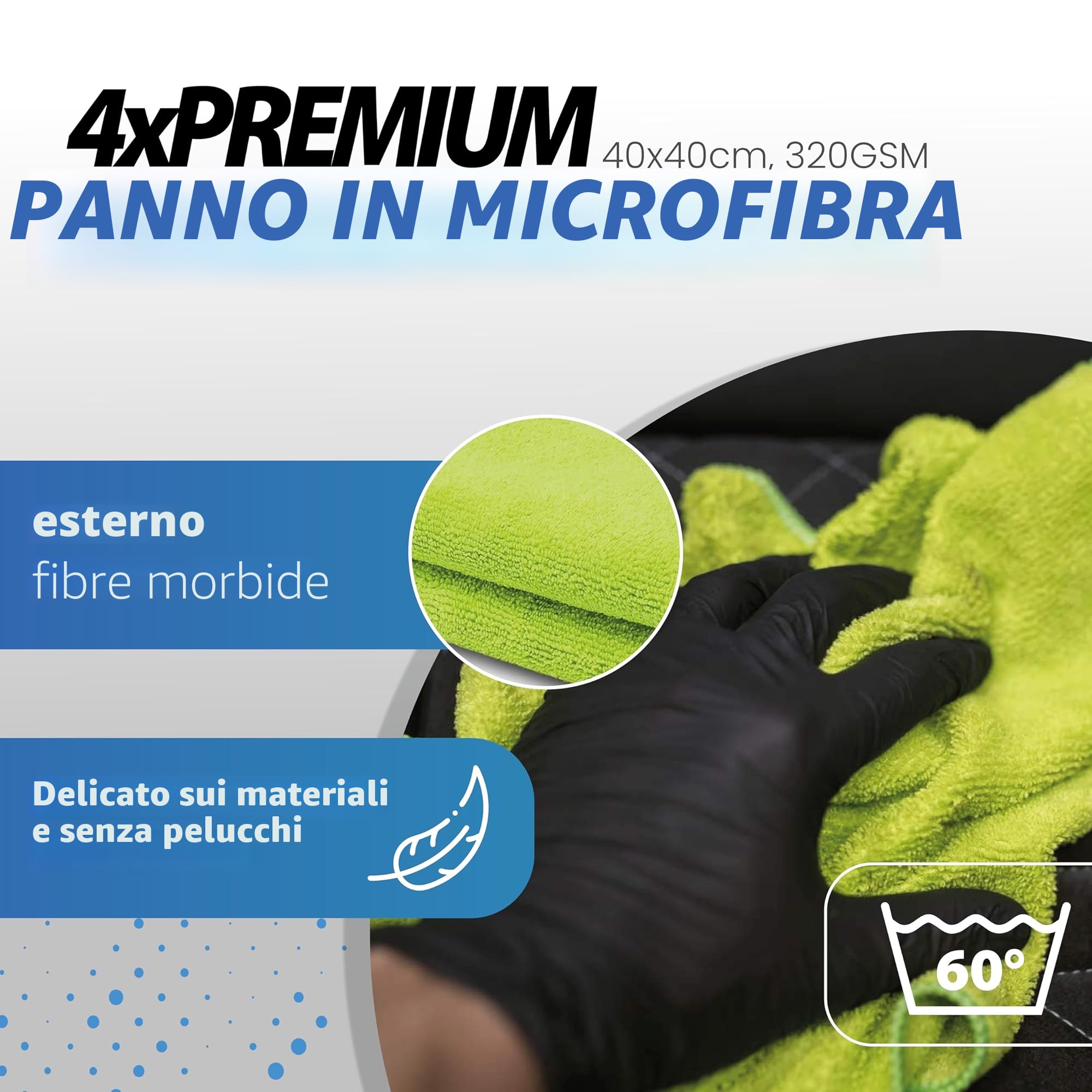 detailmate Set per lucidatura dell’Auto Menzerna Heavy Cut Compound 1000, Medium Cut Compound 2500, Super Finish Plus 3800, Koch Chemie Allround Quick Shine da 140 ml, Panno in Microfibra da 40x40cm