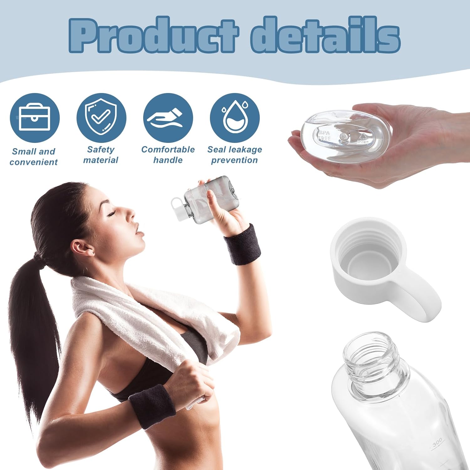 4 Pcs Portable Flat Water Bottle, 12oz BPA-Free Slim Bottles, Leakproof Containers for Travel, Sports, Outdoor, Camping, Fitness, Fits Purse Bag Pocket, 4 Colors - Image 3