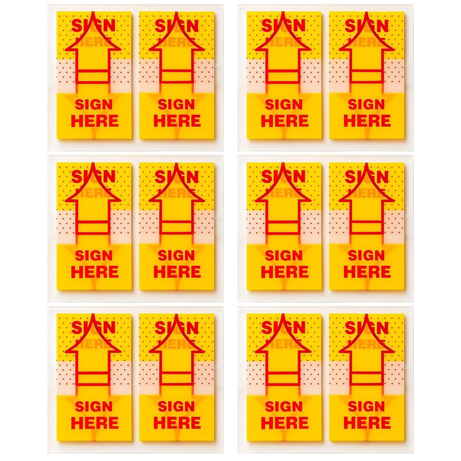 Sign Here Sticky Tabs, 300Pcs Page Markers with Arrows - Yellow Translucent 1inch Flags for Notarization, File Classification, Office, School & Home Supplies