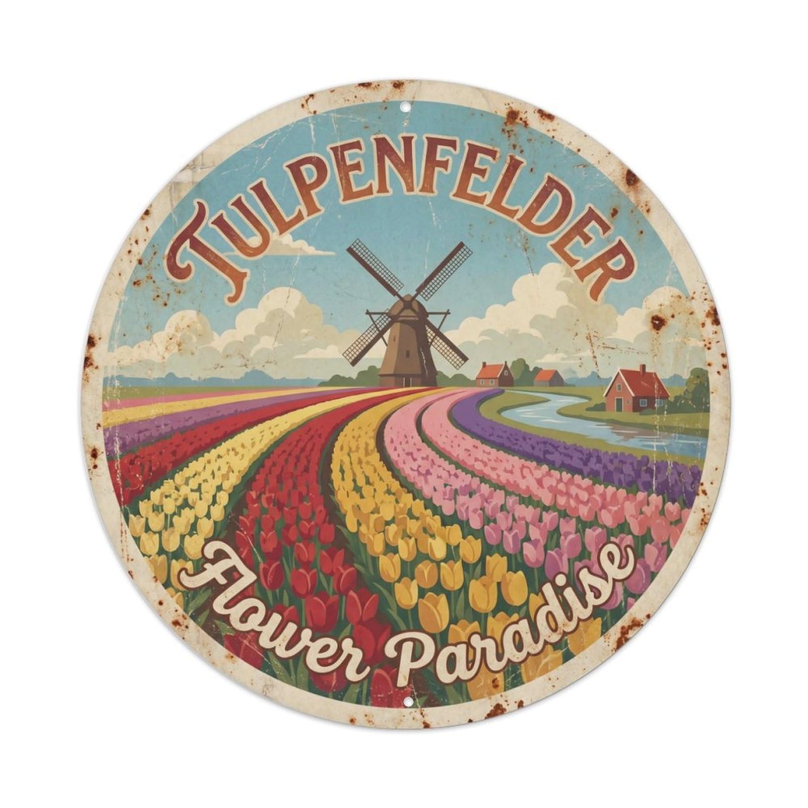 Fqnyr Style Vintage Travel Amsterdam Tulip Fields 1 Metal Tin Sign