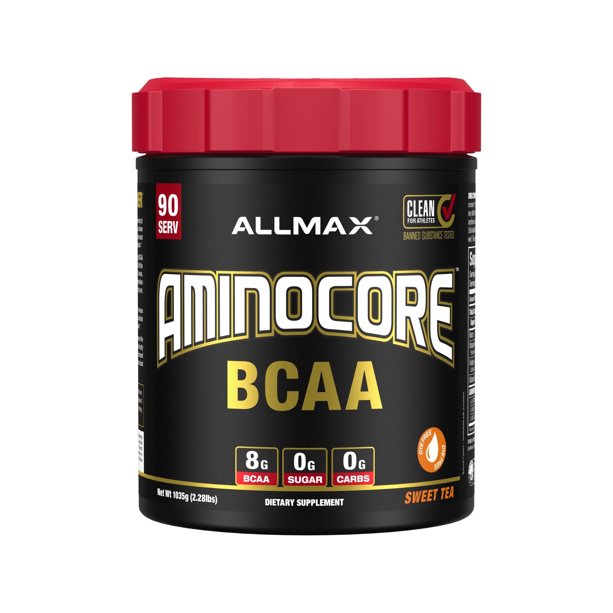 ALLMAX AMINOCORE BCAA Powder for Workout Muscle Recovery & Increased Endurance - Sugar Free, No Fillers 8.18 Grams Bcaas Amino Acids, B Vitamins for Women and Men- 90 Servings | Sweet Tea, 1035g