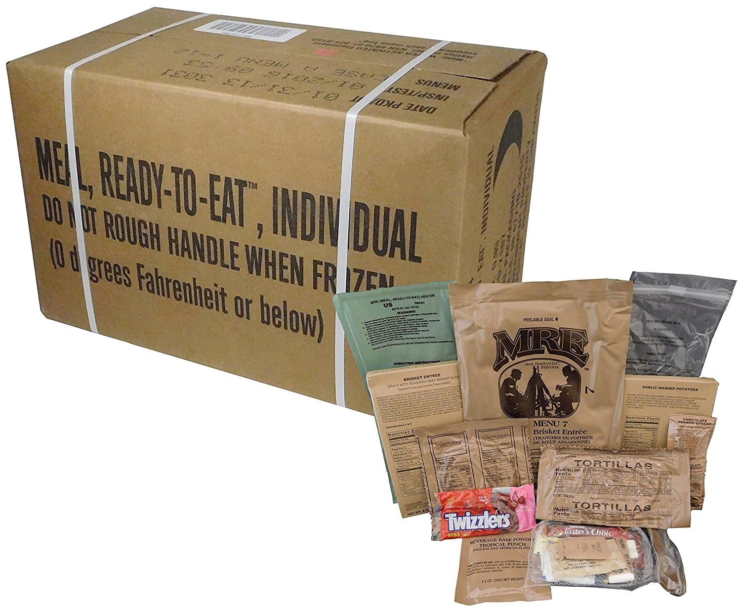 Amazon.com: USA MRE Full CASE of 12 Case A (Menus 1-12) : Sports