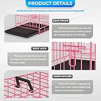Vista 5 de FDW - Jaula para perros de 18 pulgadas para perros pequeños, de alambre de metal plegable, puerta única con panel divisor, perrera interior y Rosa