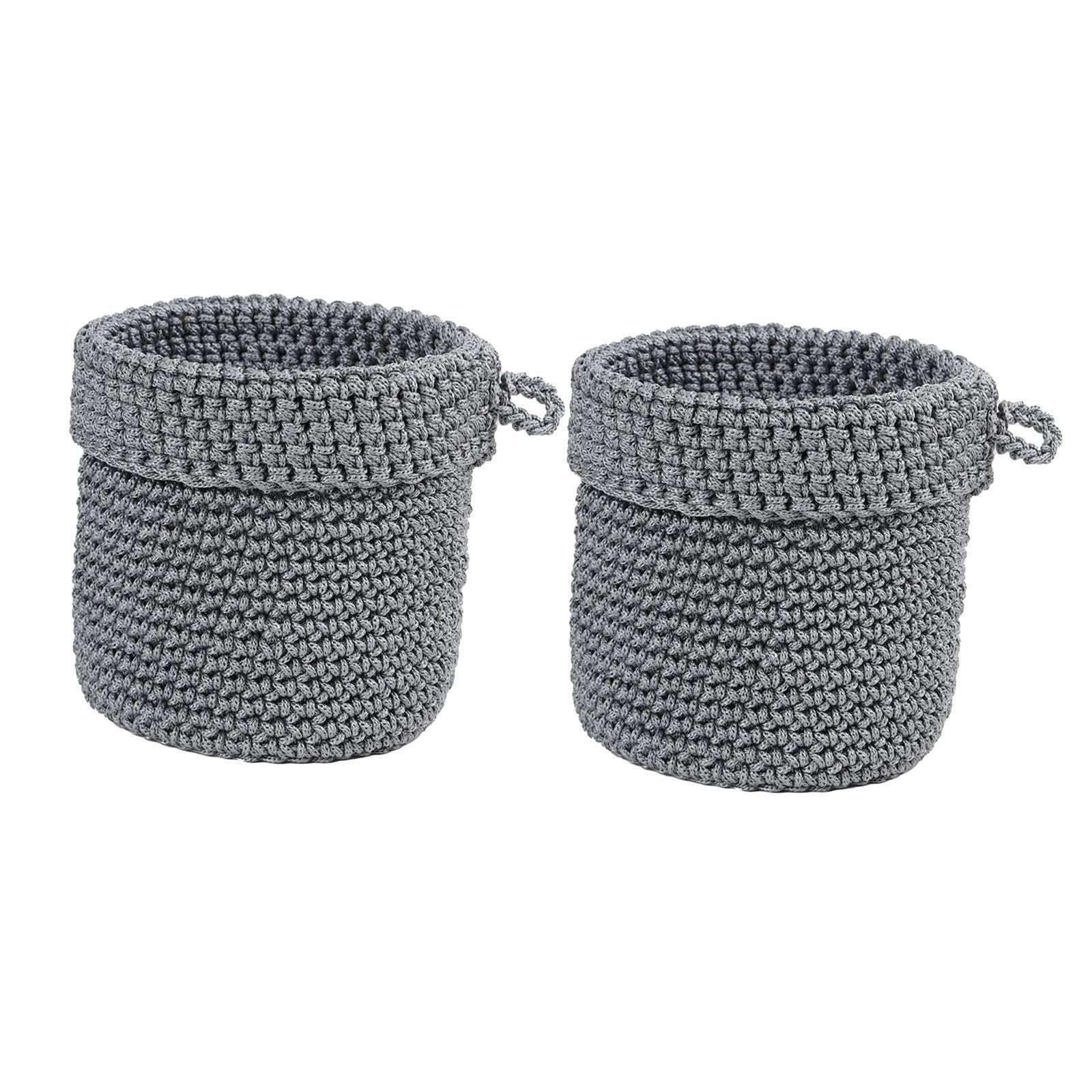 2X Storage Baskets Stylish Storage Bins for Living Room Dresser Vanity Table Gray-image-47