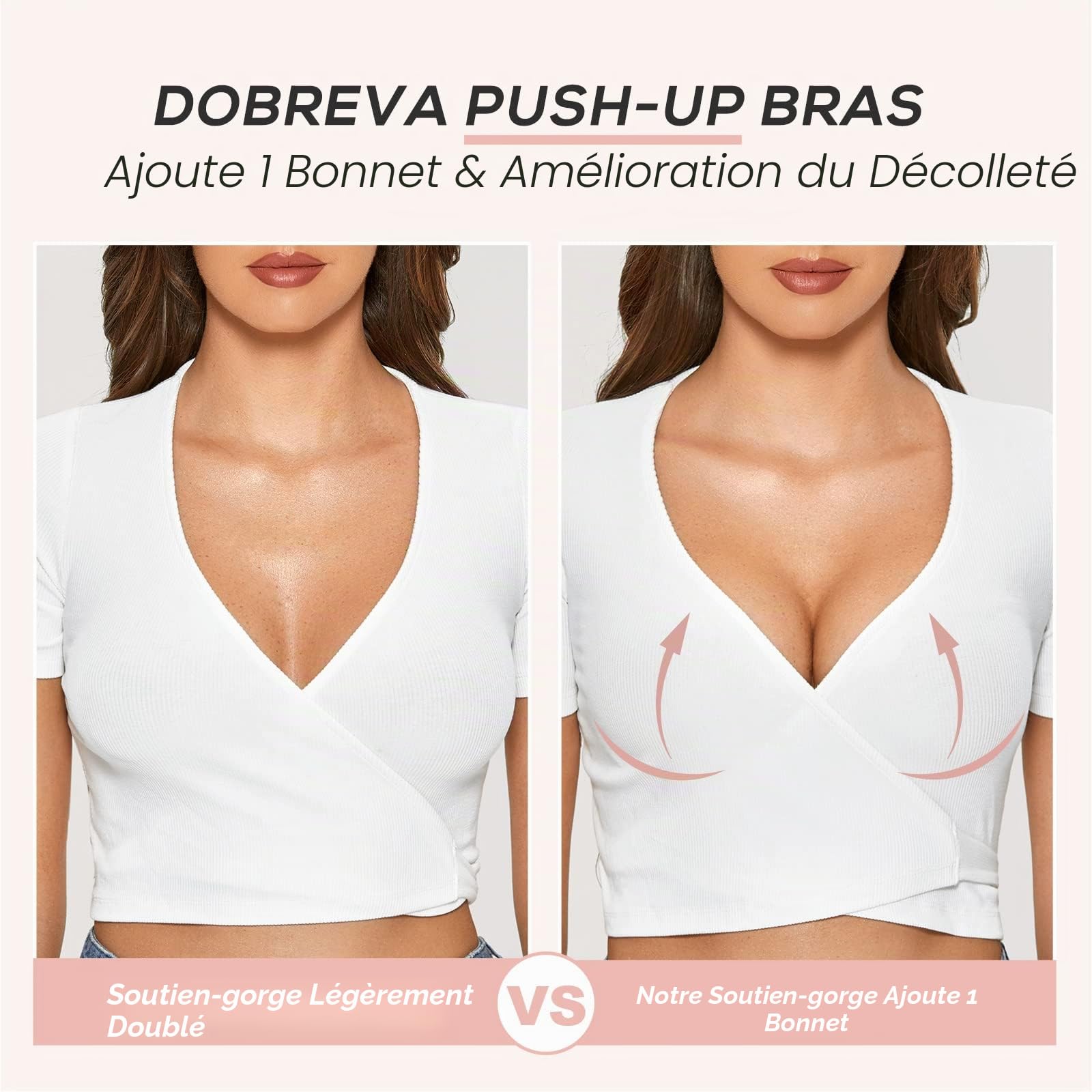 DOBREVA Femme Soutien Gorge Push up Dentelle avec Armatures Plongeant Rembourré Moulé