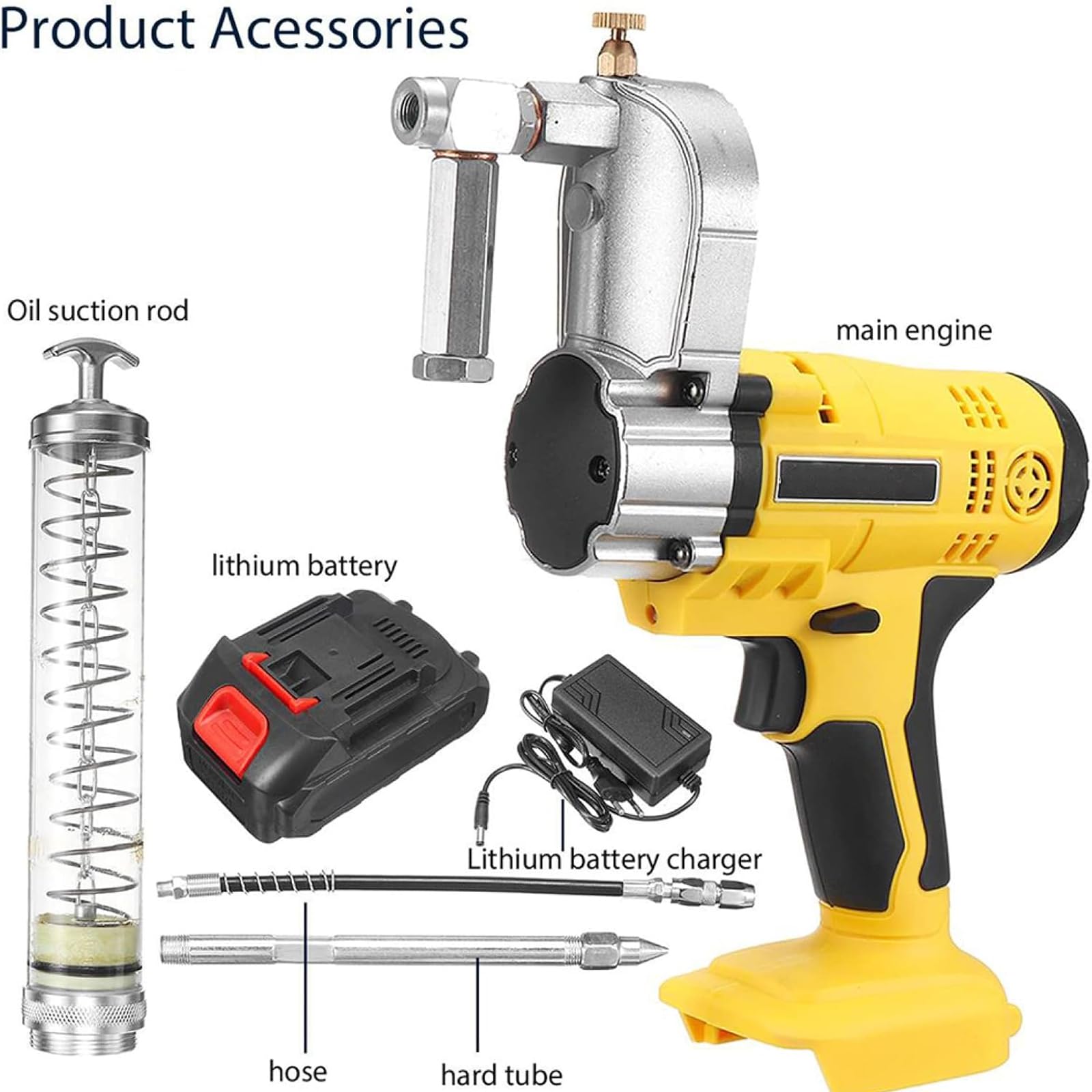 Pistola de engrase eléctrica inalámbrica de 18 V, Alta presión de 6000 PSI, Incluye 2 baterías y Cargador, Manguera Flexible para un fácil manejo con una Sola Mano