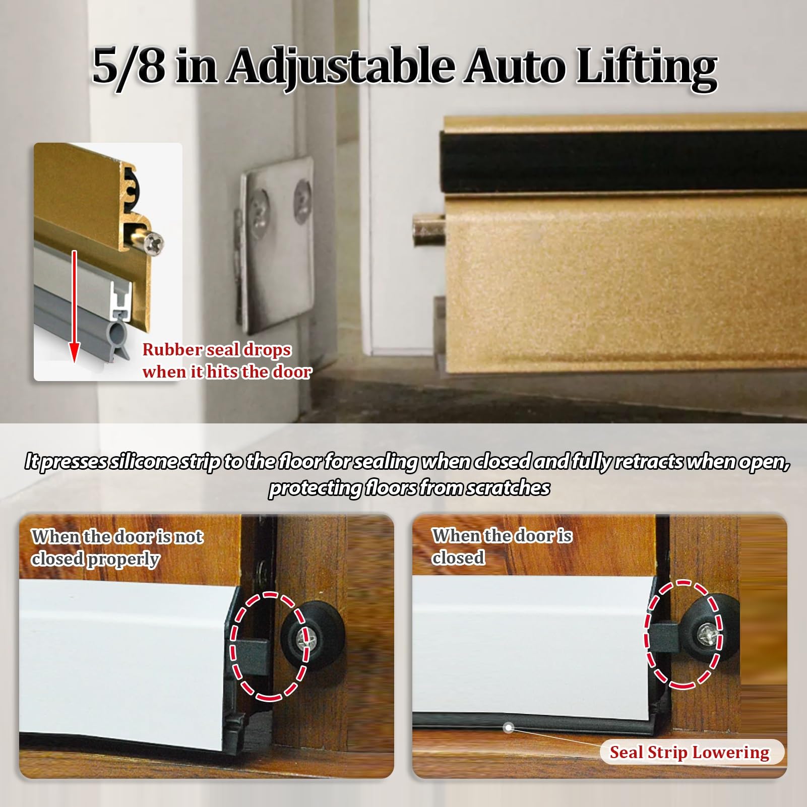 UrbanUp Paraspifferi Sottoporta Guarnizione Automatica Scomparsa Porta Vetro del Bagno