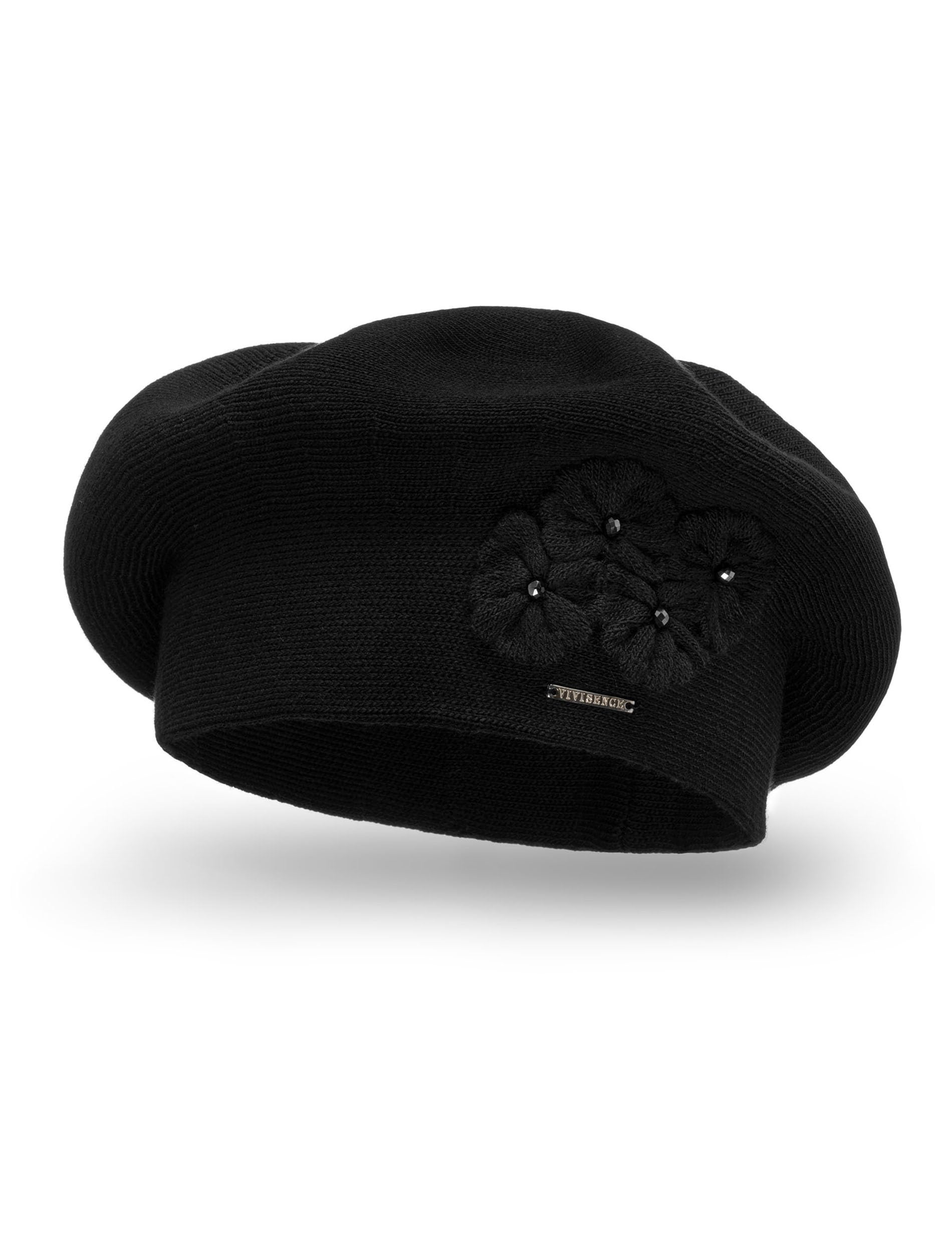 VIVISENCE Baskenmütze Damen Elegant Blume Warm Herbst Winter Accessoire 7006